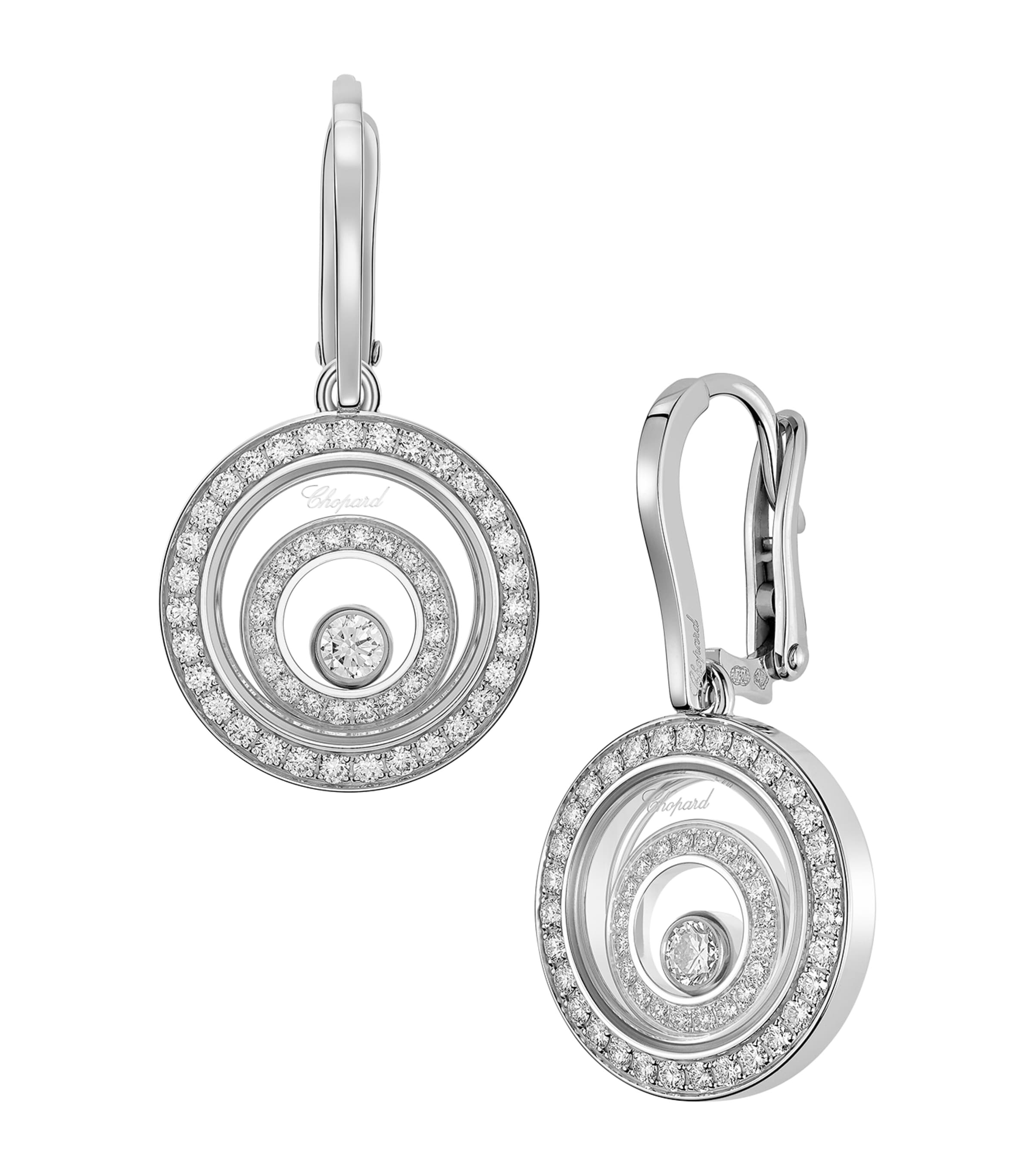 Chopard White Gold And Diamond Happy Spirit Earrings In Gold