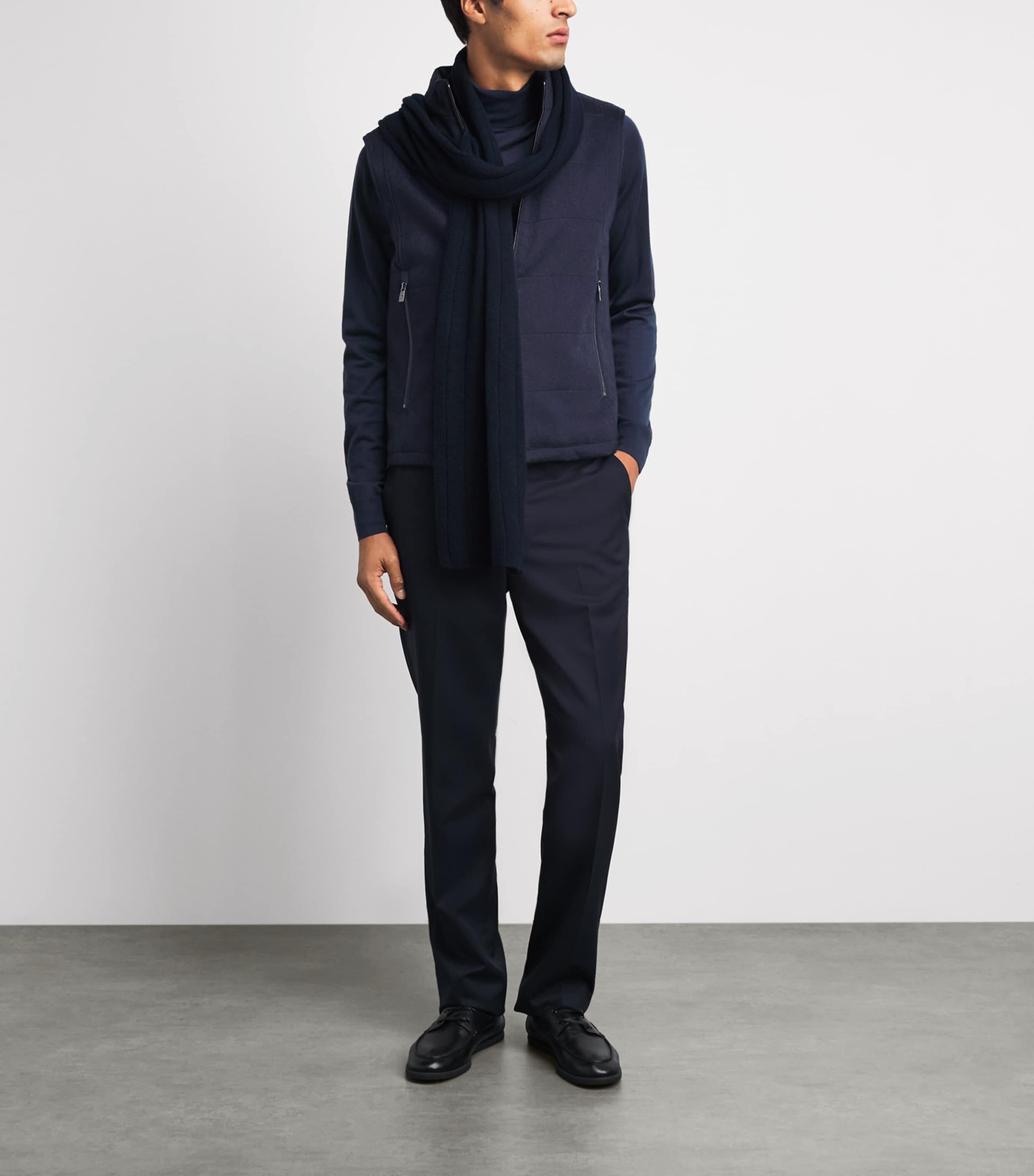 Corneliani Mens Virgin Wool Padded Gilet Navy Blue Image 2