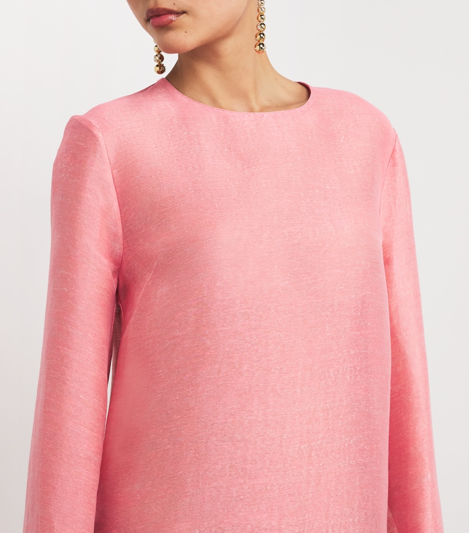 Linen-Blend Fringed Claudia Mini Dress ORCHID PINK Image 6