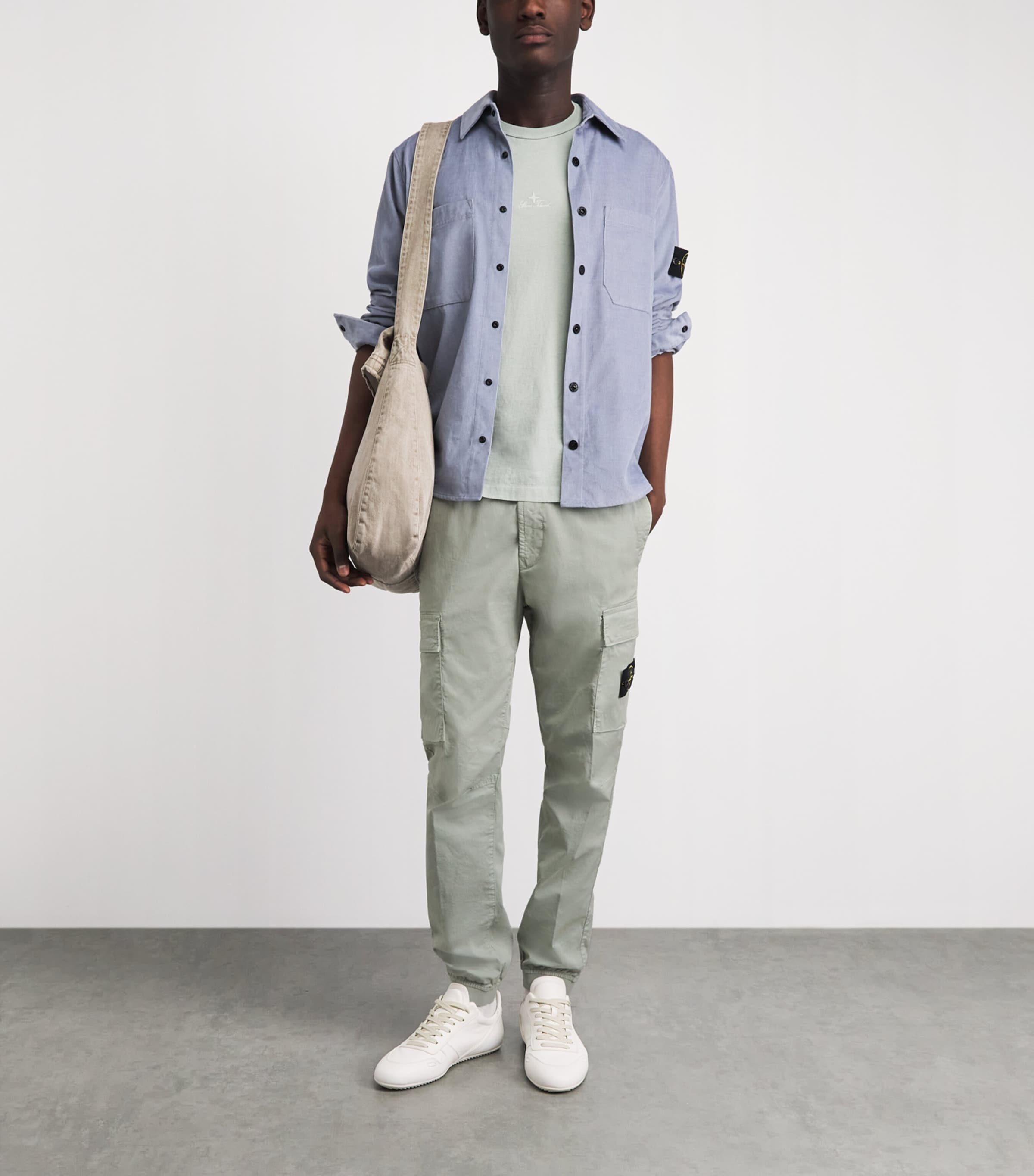 Stone Island Mens Stretch-Cotton Tapered Cargo Trousers Image 2