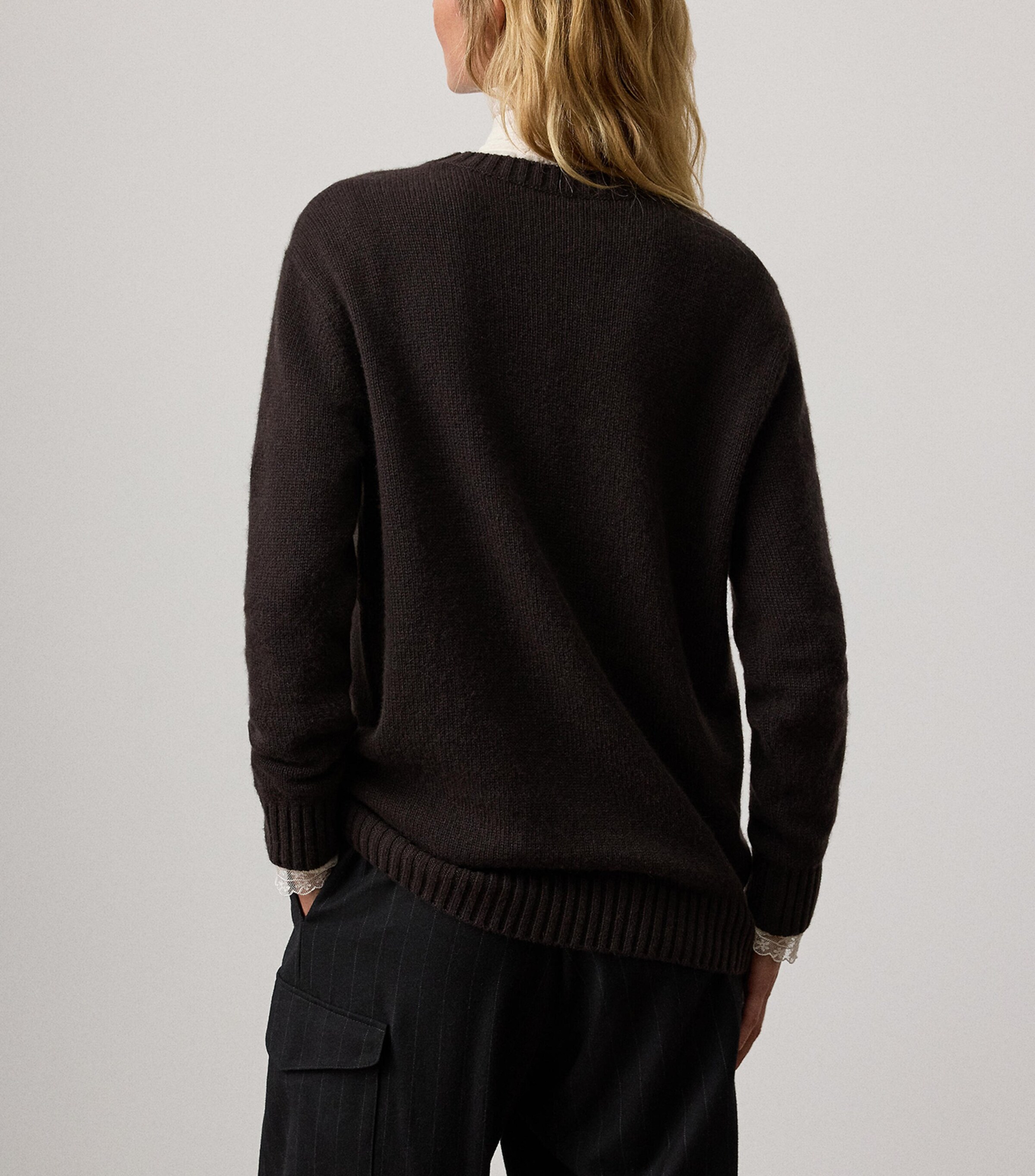 Cashmere Fall Polo Bear Sweater DARK BROWN Image 3
