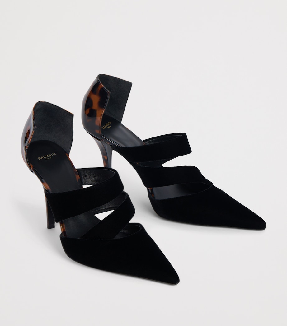 Balmain Leather and Velvet Pumps Eks Noir / Tartaruga Image 3