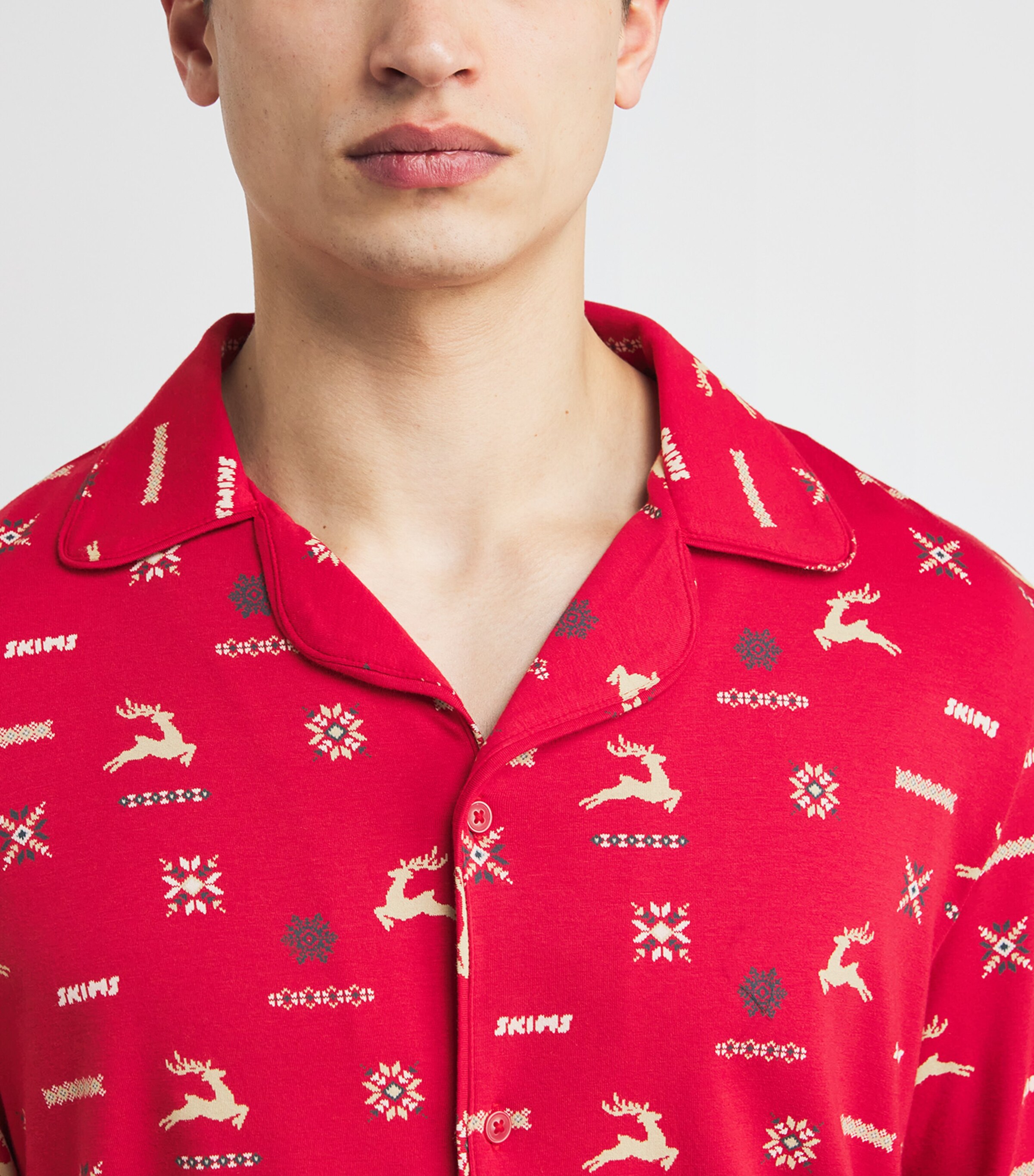Skims Mens Jersey Sleep Pyjama Set Cranberry Vntg Deer Image 6