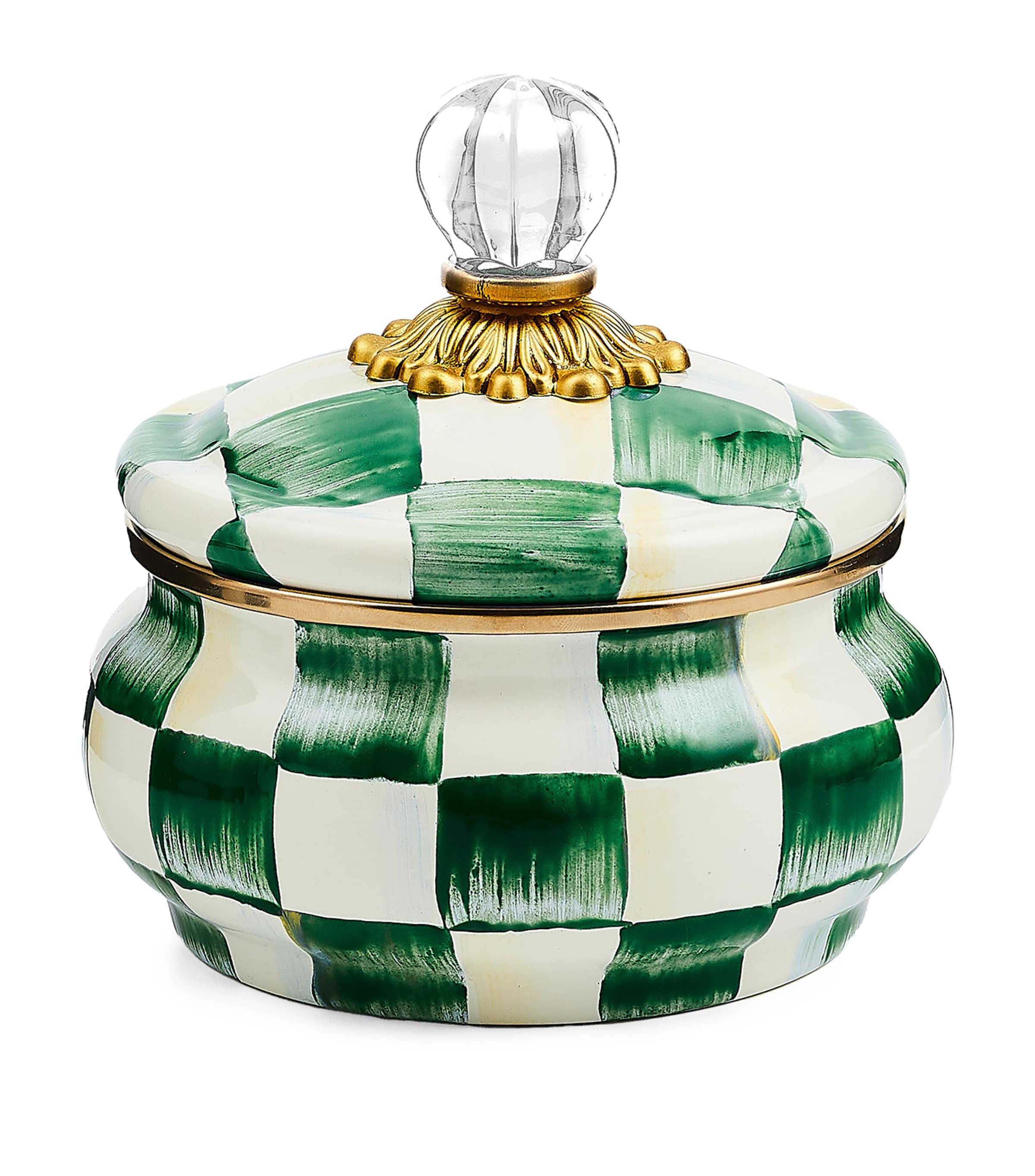 Mackenzie-childs Emerald Check Squashed Pot