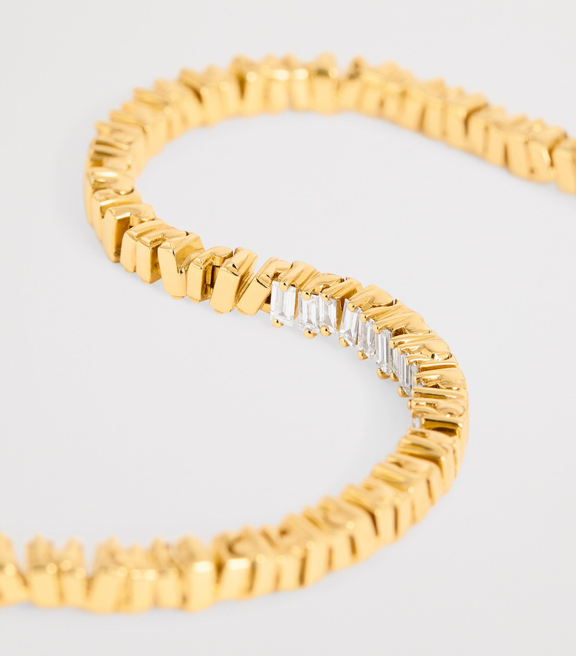 Suzanne Kalan Yellow Gold and Diamond Golden Mini ID Tennis Bracelet Yg/wd Image 6