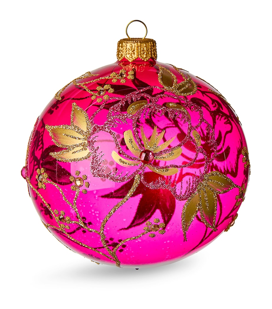 Glass Floral Bauble MAGENTA Image 1