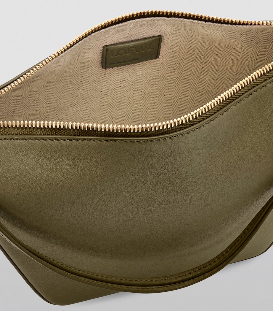 Mini Leather Hammock Hobo Bag DARK KHAKI GREEN Image 5