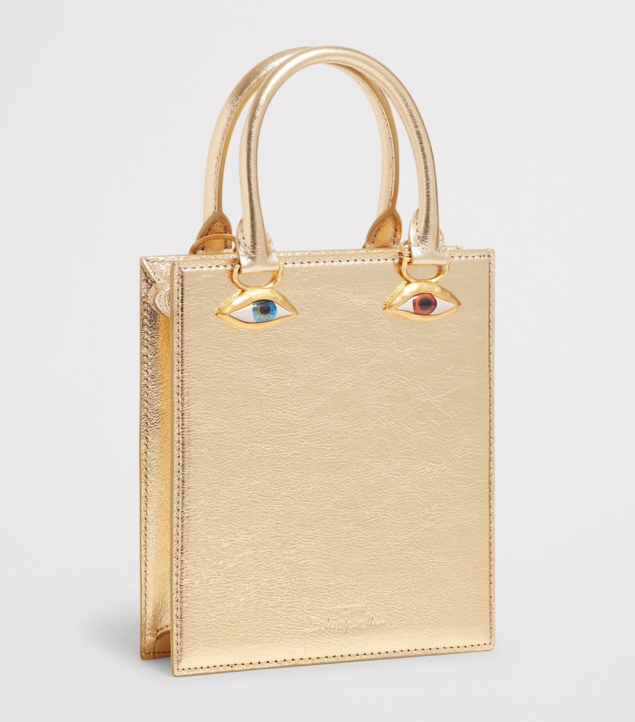 Schiaparelli Mini Metallic Leather Face Top-Handle Bag Gold Image 4