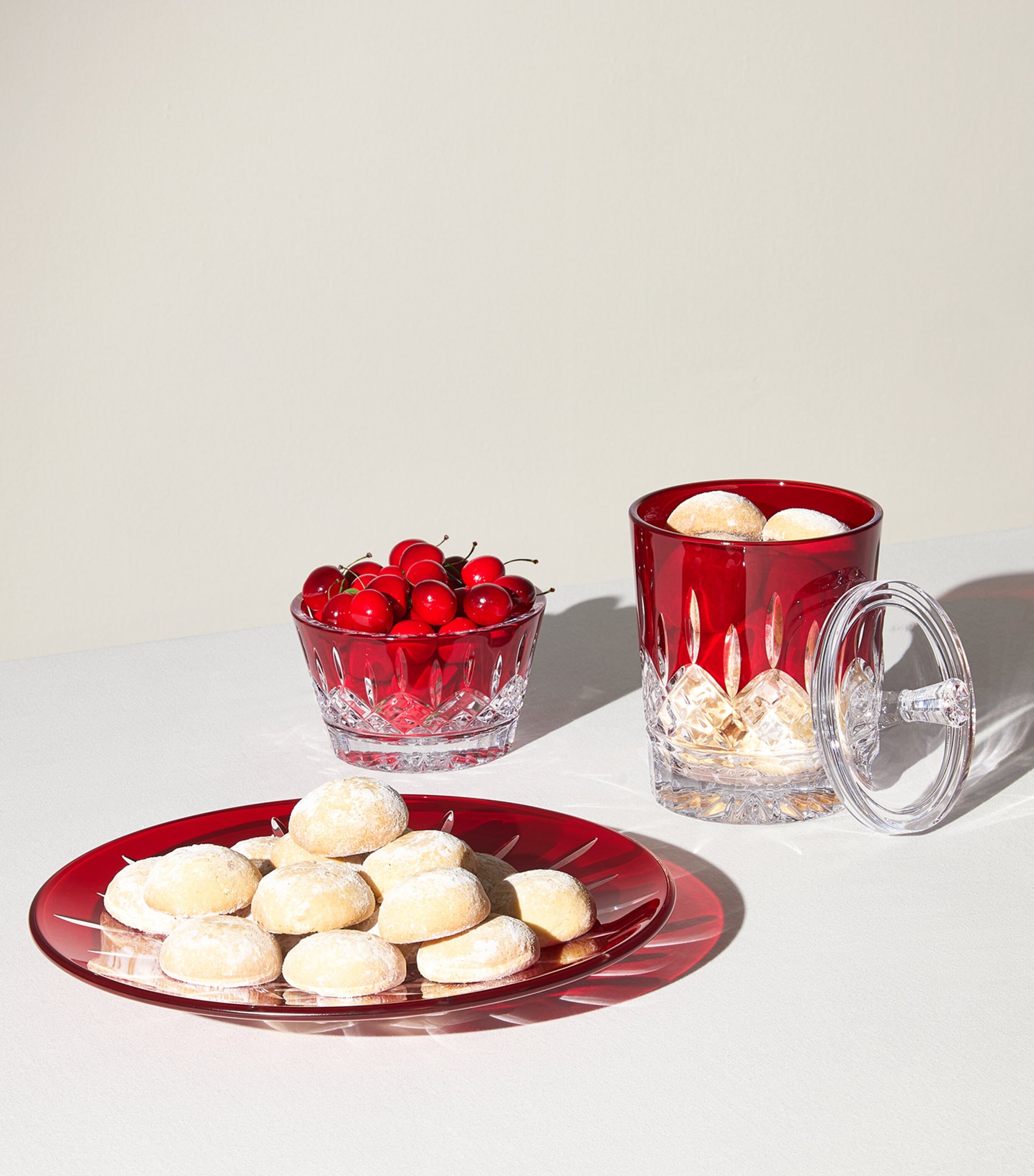 Crystal Lismore Biscuit Barrel RED Image 2