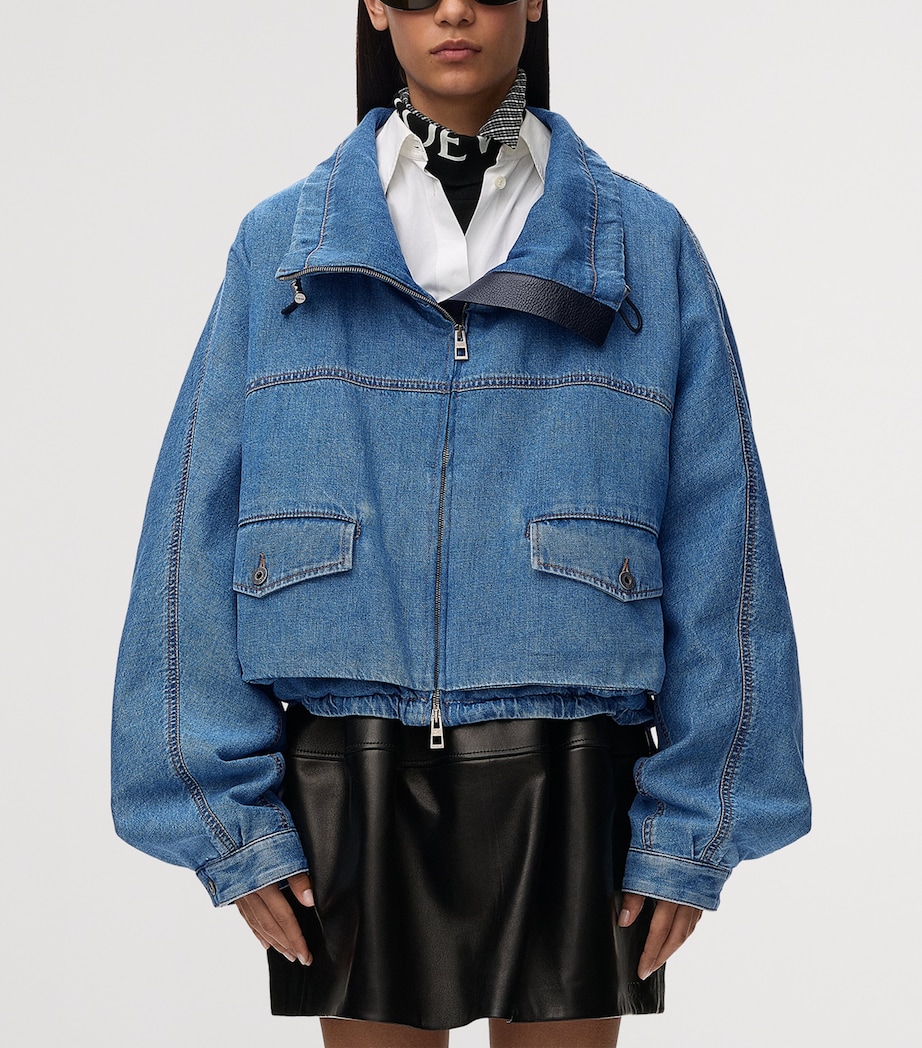 LOEWE Womens Denim Bomber Jacket Light Blue Image 3