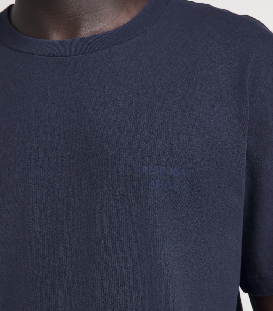 Frescobol Carioca Mens Cotton-Linen Dinis T-Shirt Midnight Blue Image 3