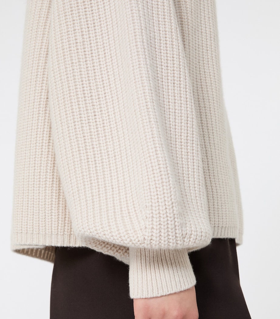 Max Mara Womens Wool-Cashmere Ruffle-Neck Sweater Beige Image 6