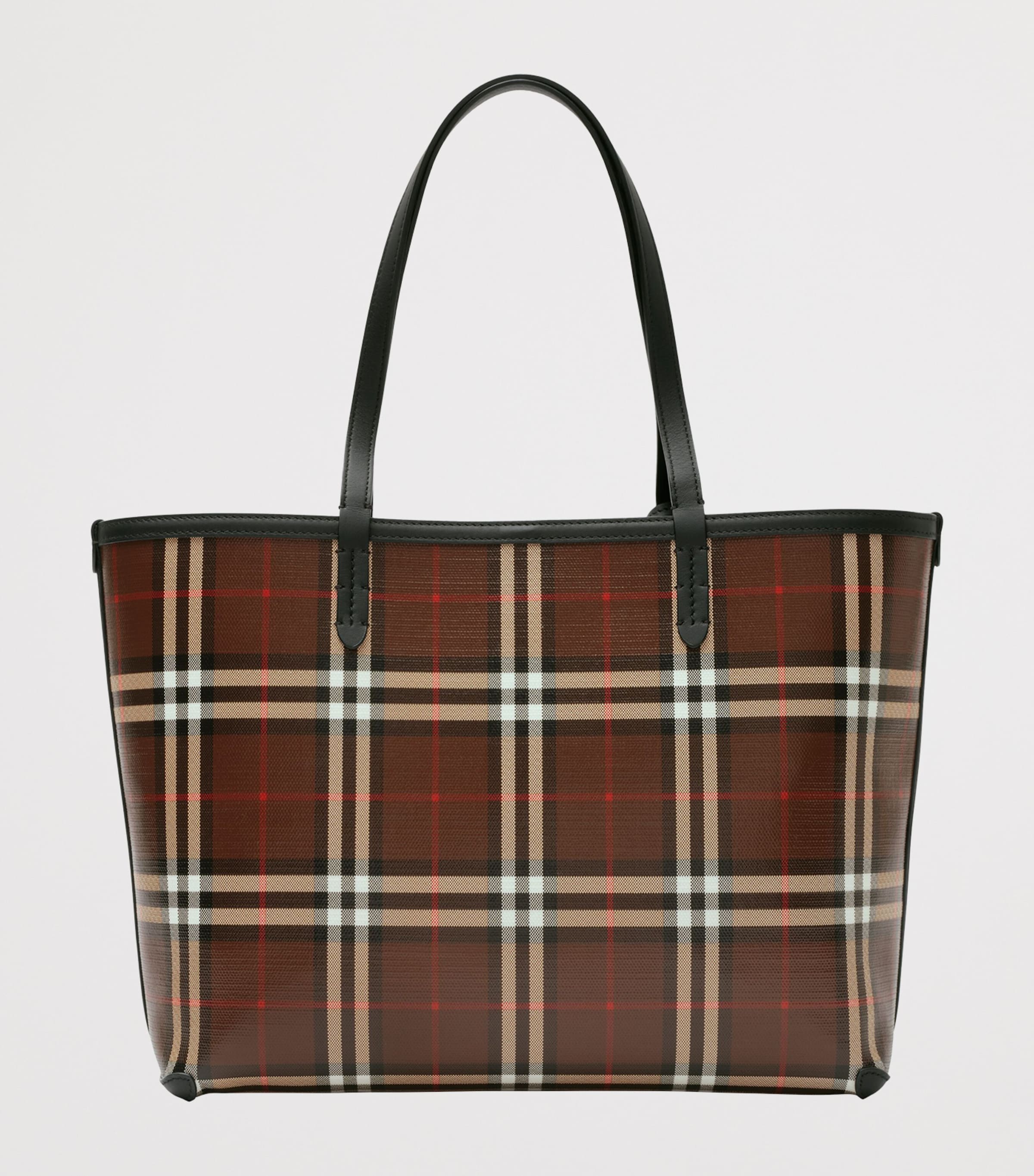 Burberry Small Check Tote Bag Chocolate Brown Image 6