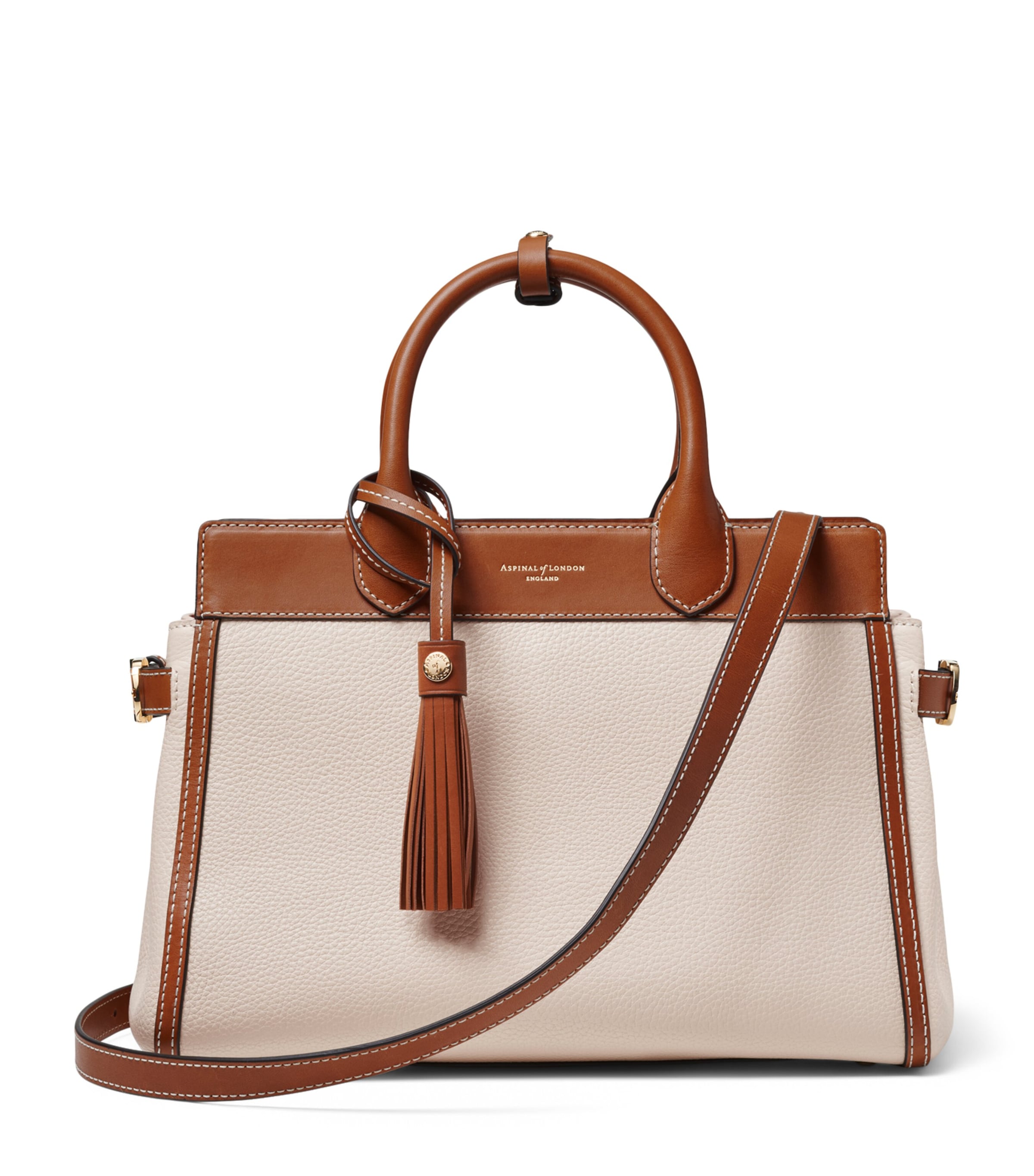 Aspinal Of London Leather Savannah Top-Handle Bag Neutral Image 1