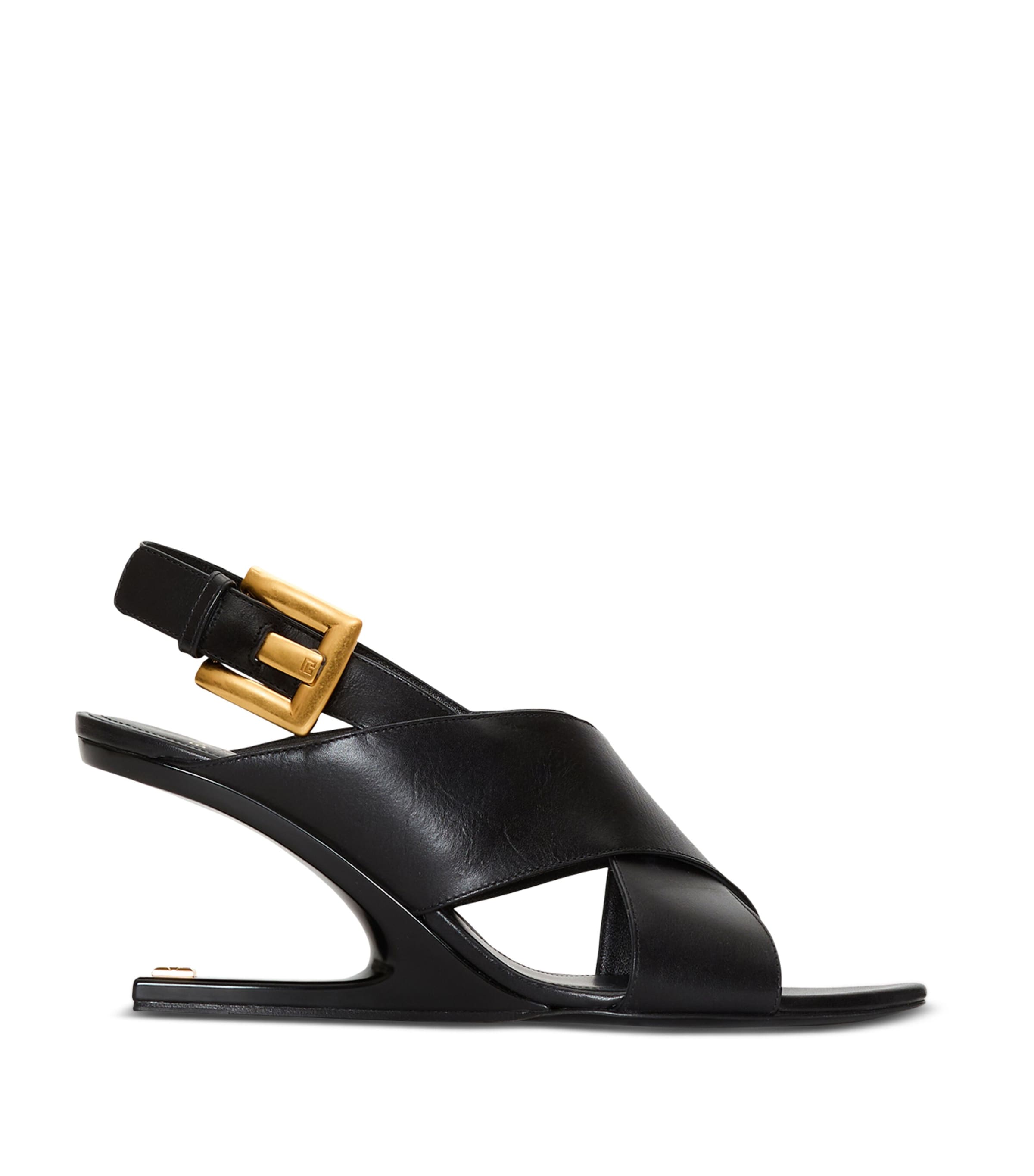 Balmain Leather Anthem No-Wedge Heeled Sandals 75 Noir Image 1