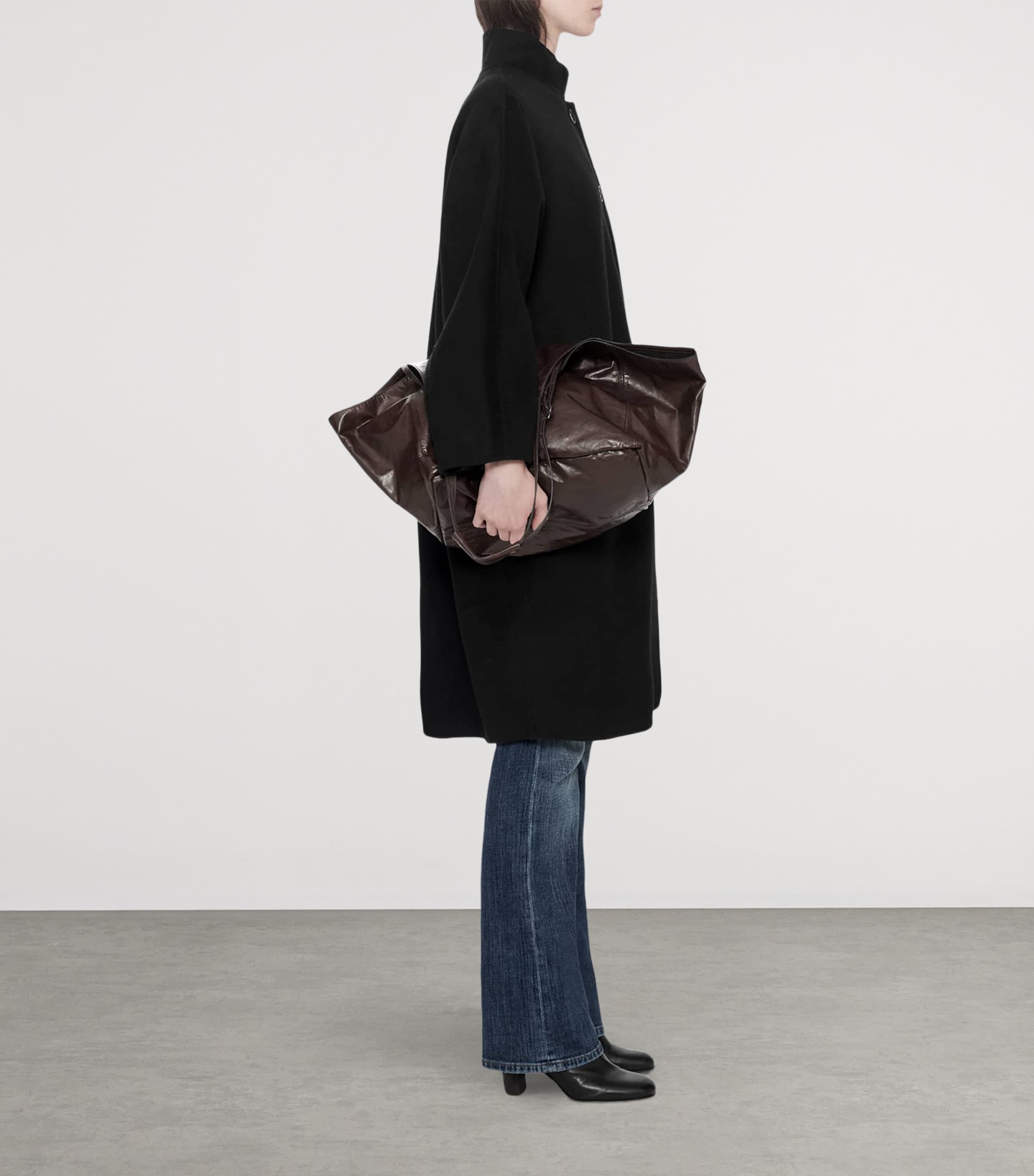 AllSaints Womens Wool-Blend Effie Coat Black Image 6