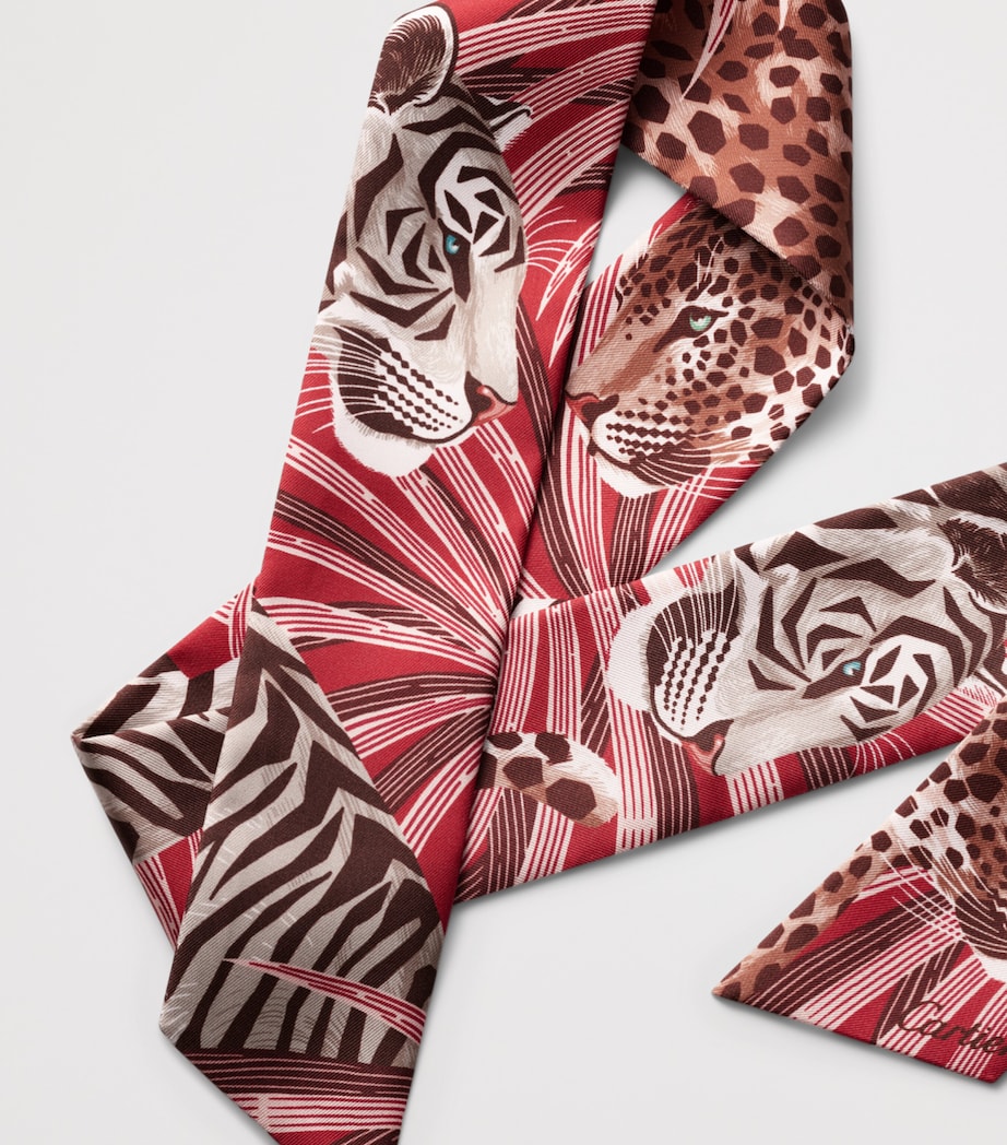 Cartier Silk Panthère and Tigre Scarf Red Image 3