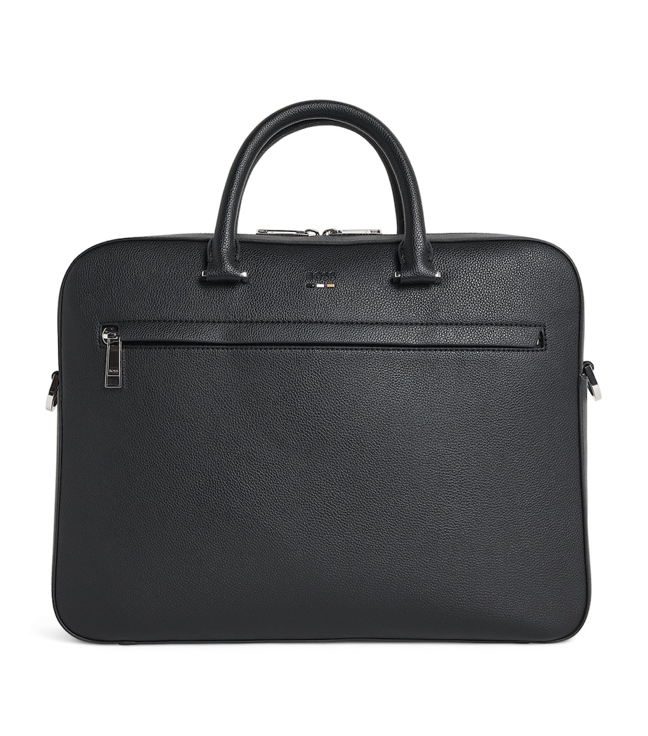 BOSS Grained Leather Briefcase Black Image 1