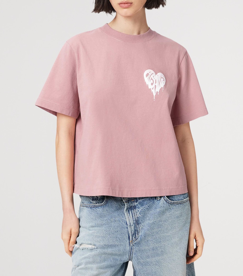 AllSaints Womens Organic Cotton Lisa Trip T-Shirt Woodrose Pink Image 3