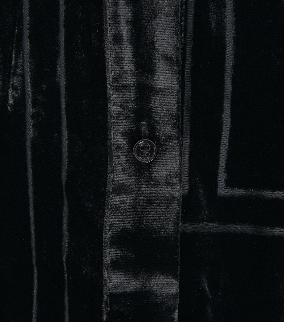Silk Velvet Monogram Shirt 001 BLACK Image 5
