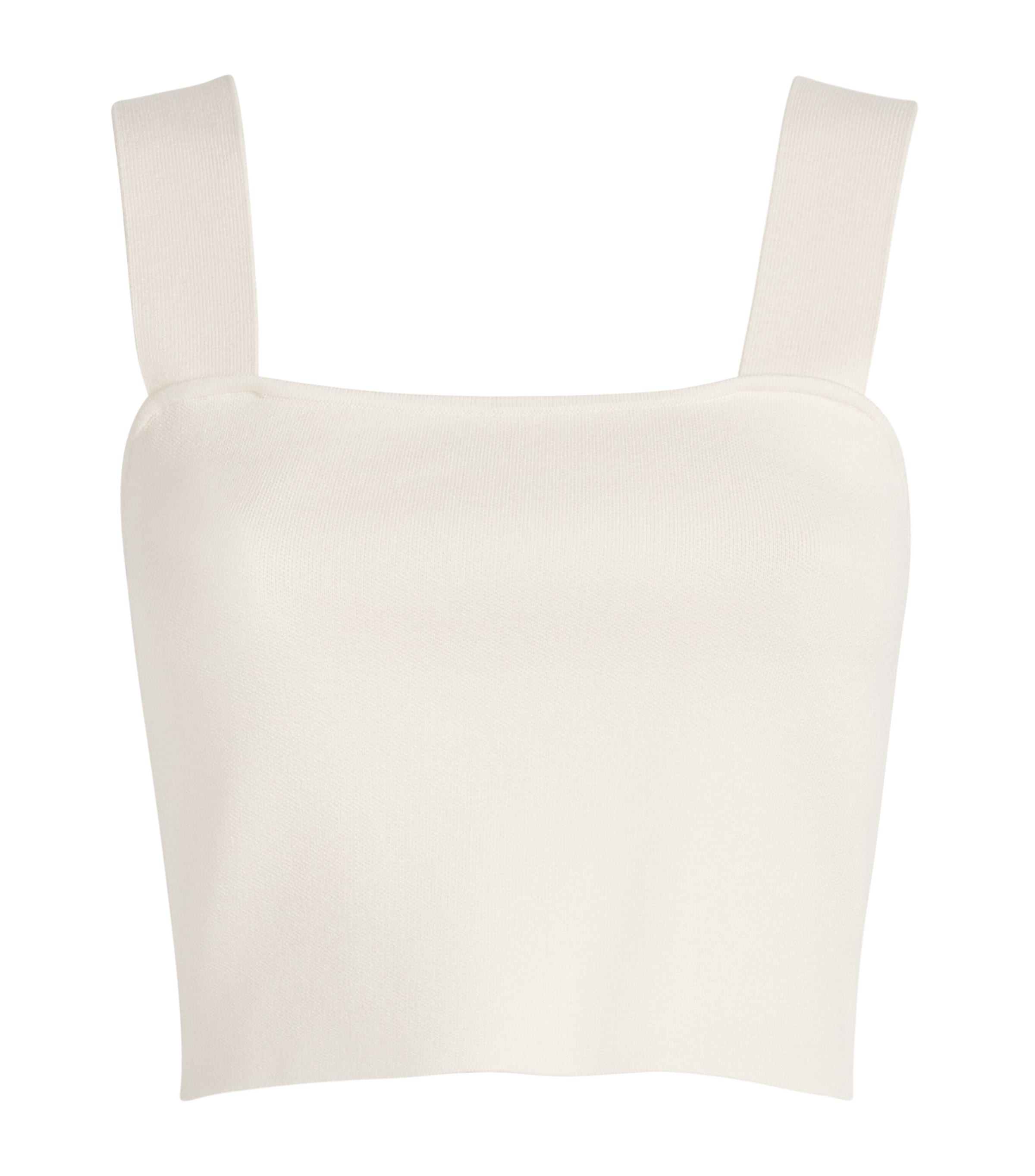 Maje Womens Blanc Square-neck Cropped Knitted Top