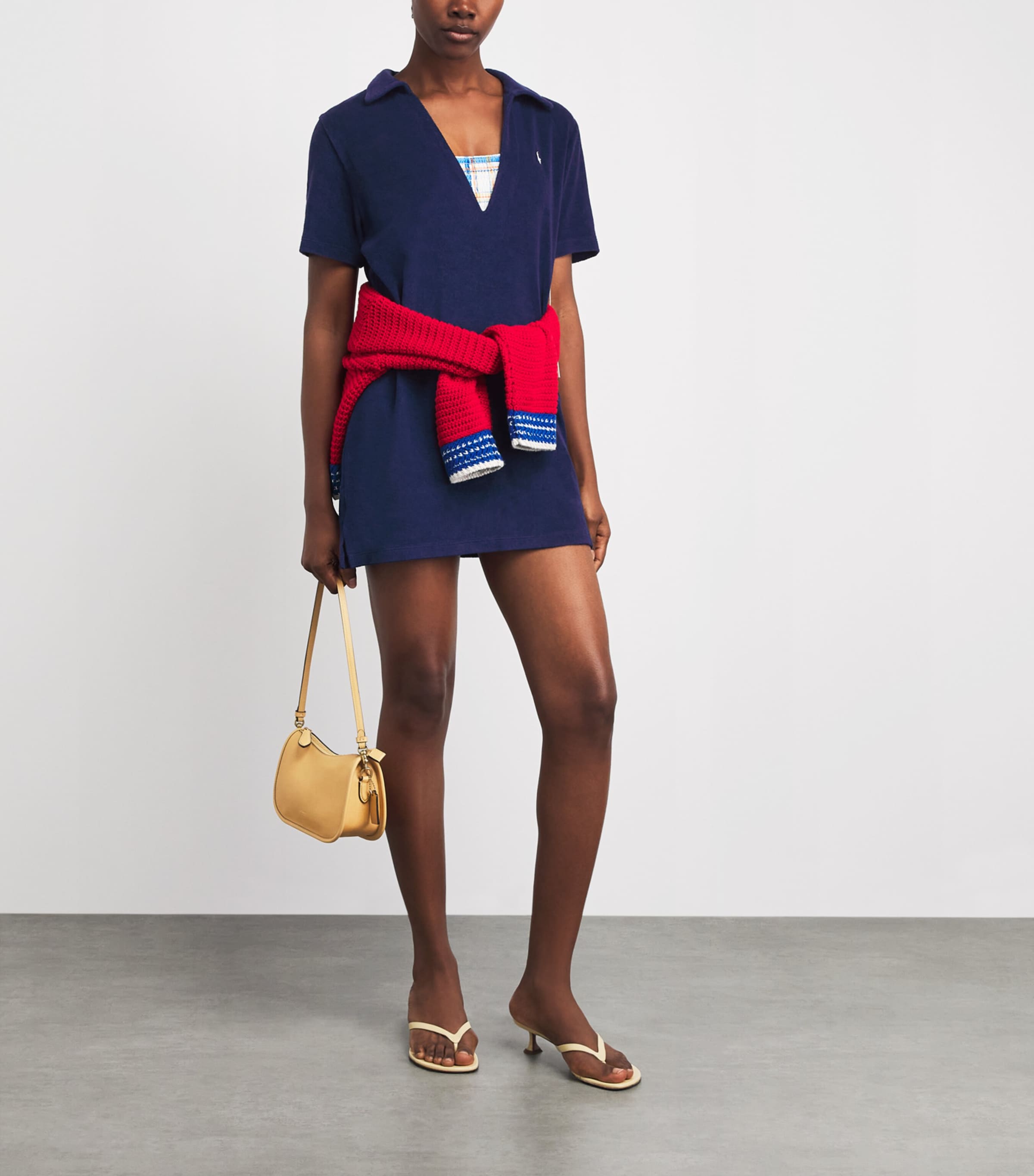Polo Ralph Lauren Womens Towelling Collared Mini Dress Navy Image 2