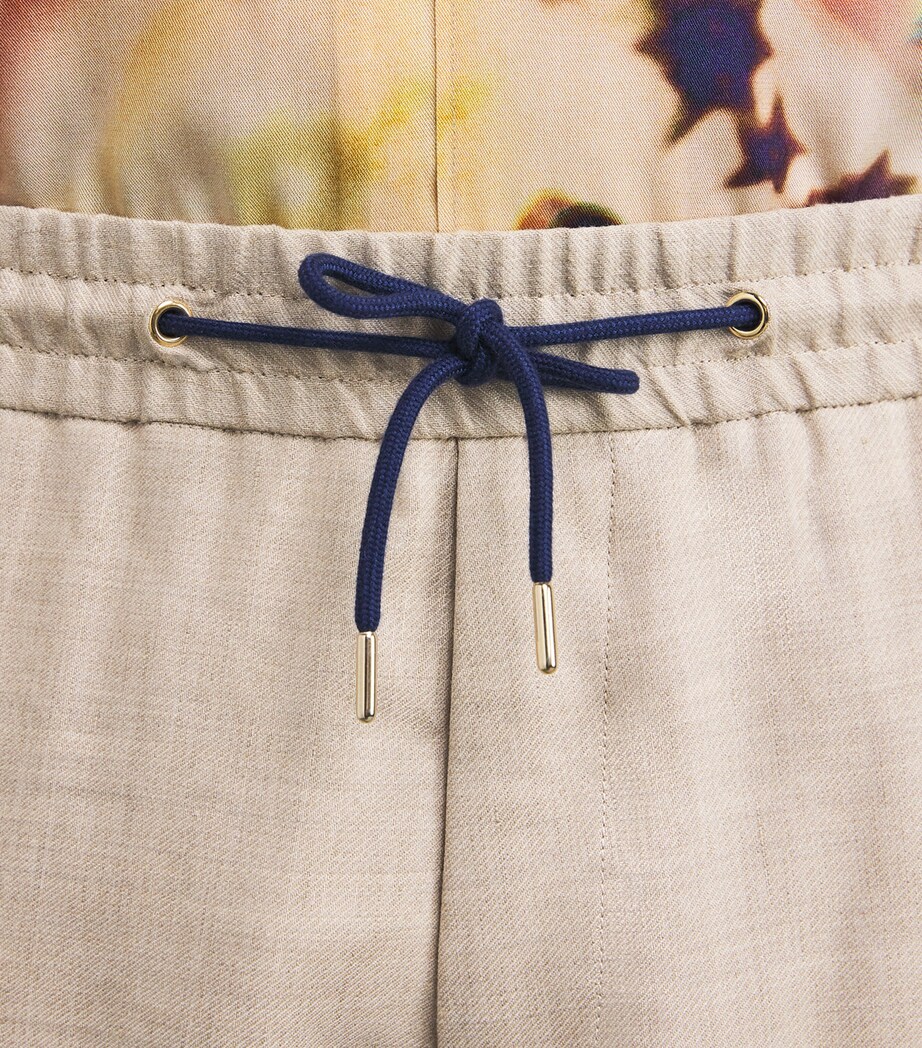 Paul Smith Mens Linen-Wool Straight Trousers Beige Image 6