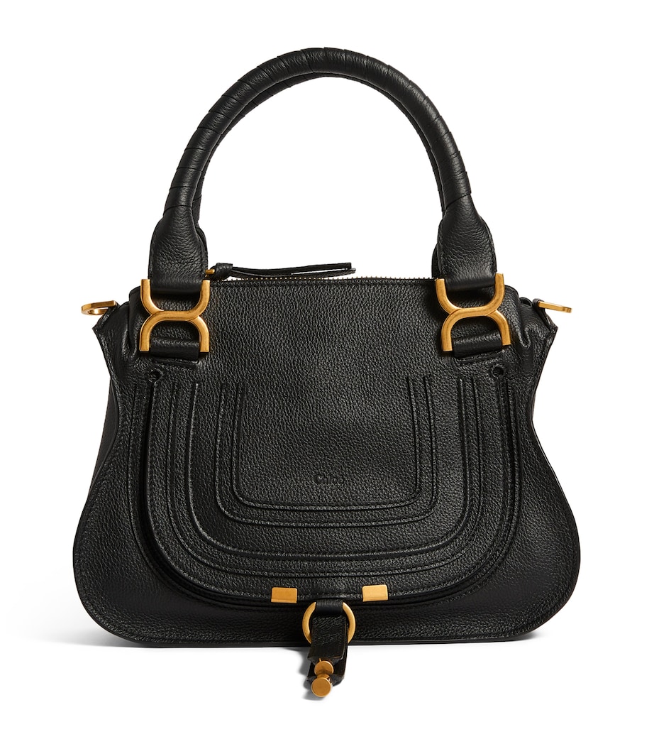 Small Leather Marcie Top-Handle Bag  BLACK Image 1