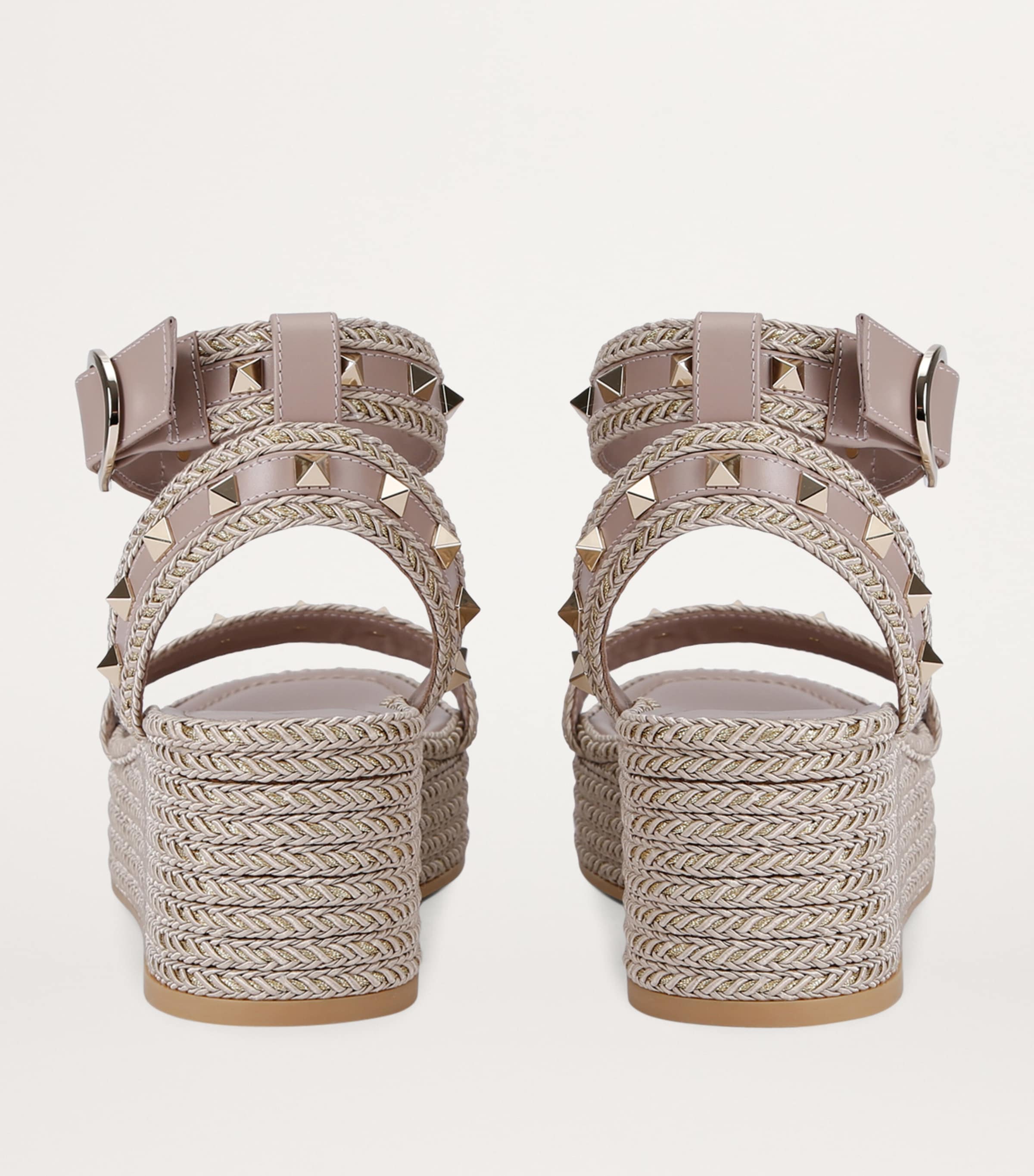 Valentino Garavani Leather Rockstud Espadrille Sandals 45 Blush Image 2