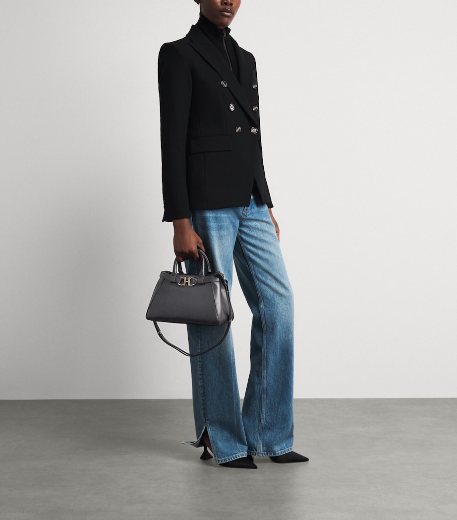 Harrods Small Leather Grace Top-Handle Bag Black Image 2