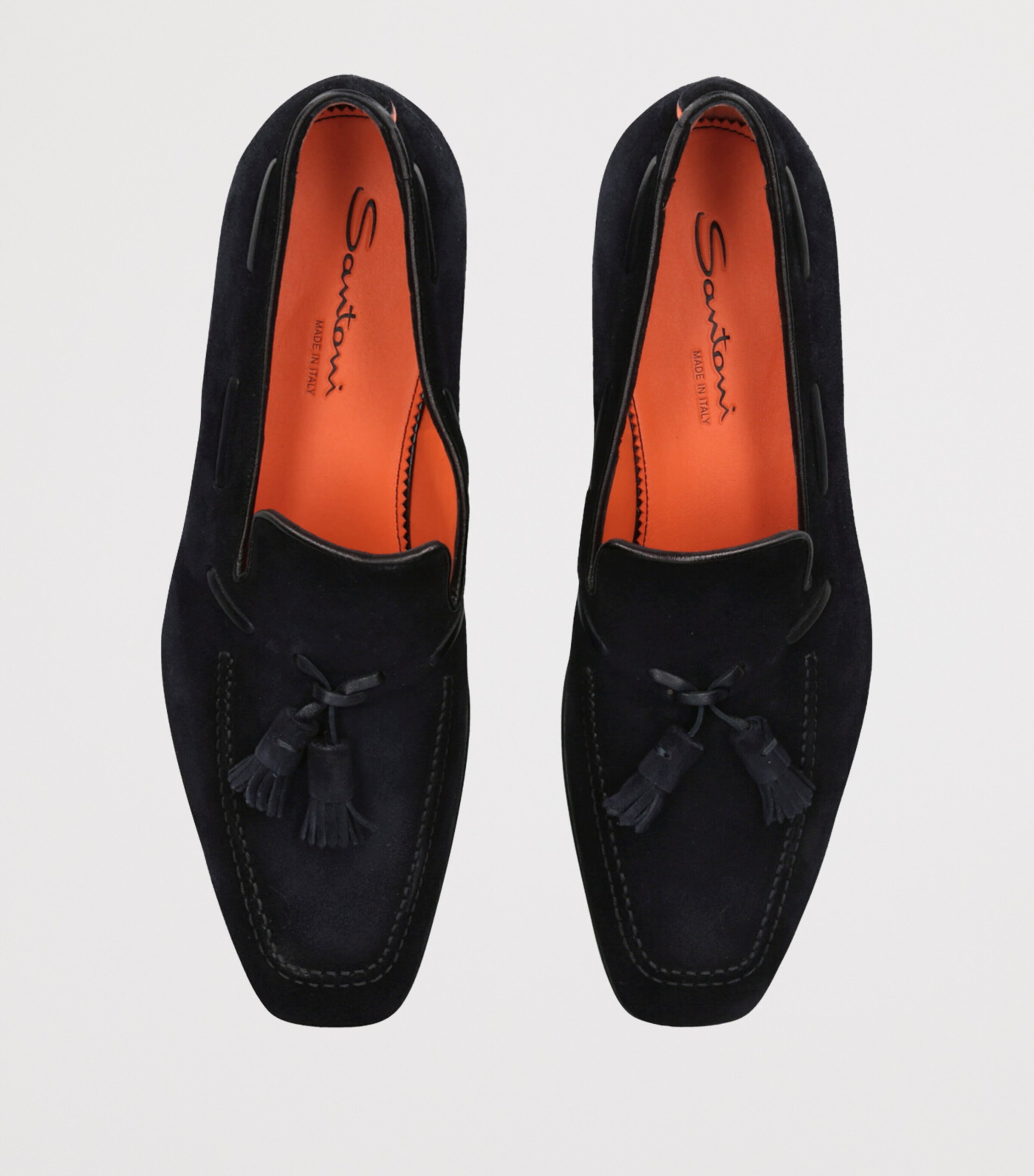 Santoni Suede Tassel Brando Blake Loafers Navy Image 4