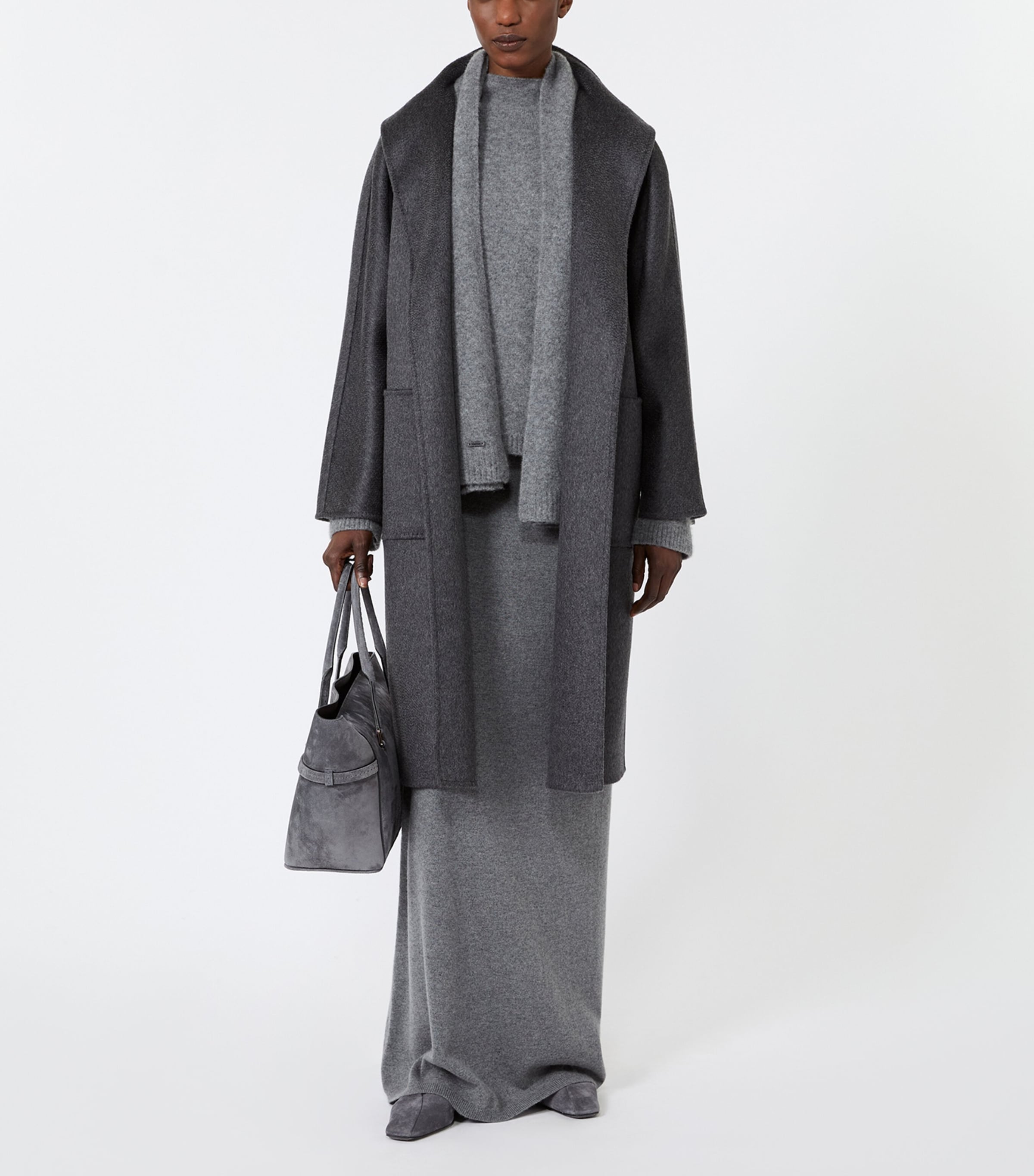 Max Mara Womens Cashmere Lilia Coat Dark Grey Image 6