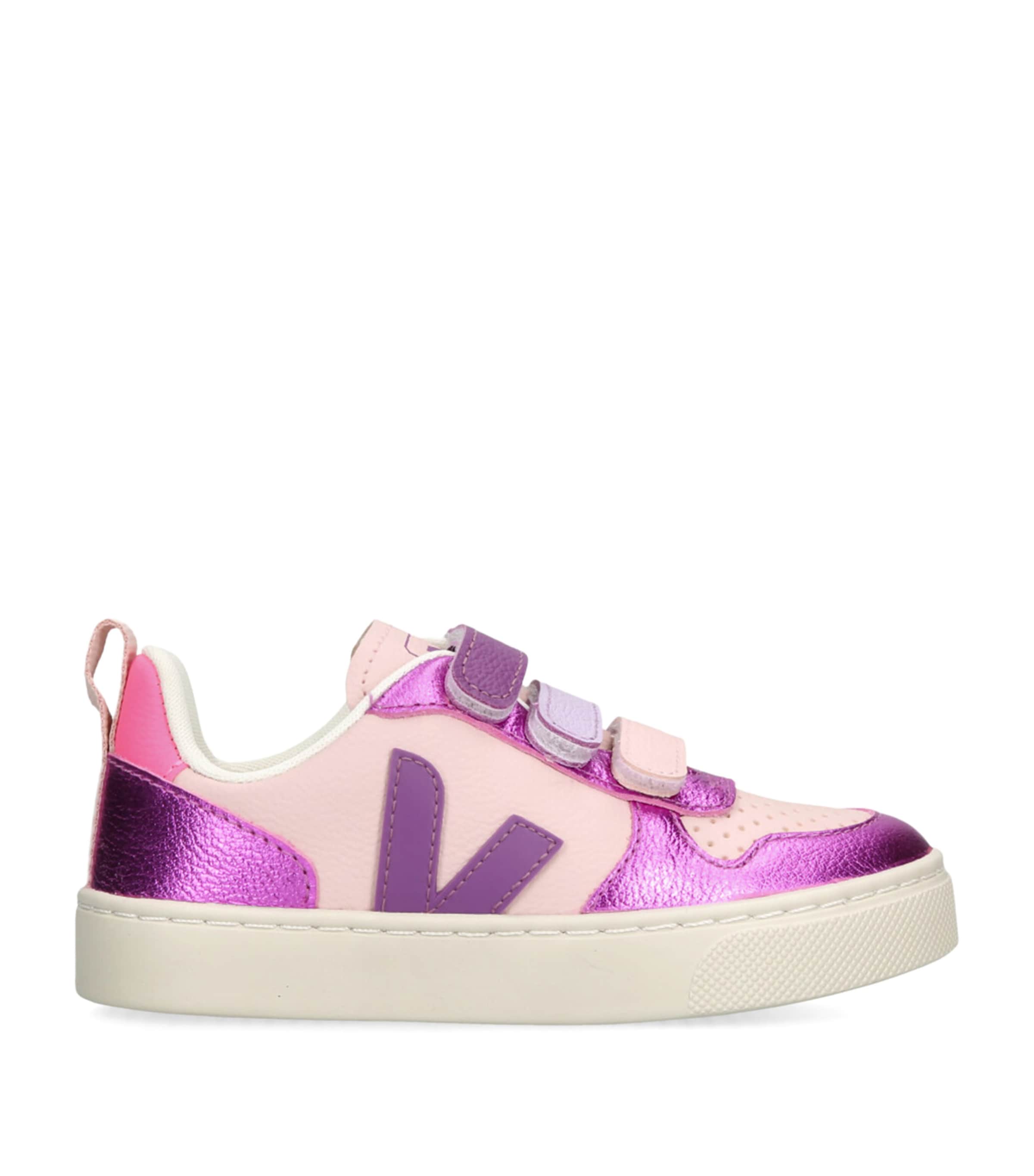 Shop Veja Leather V-10 Sneakers In Pink