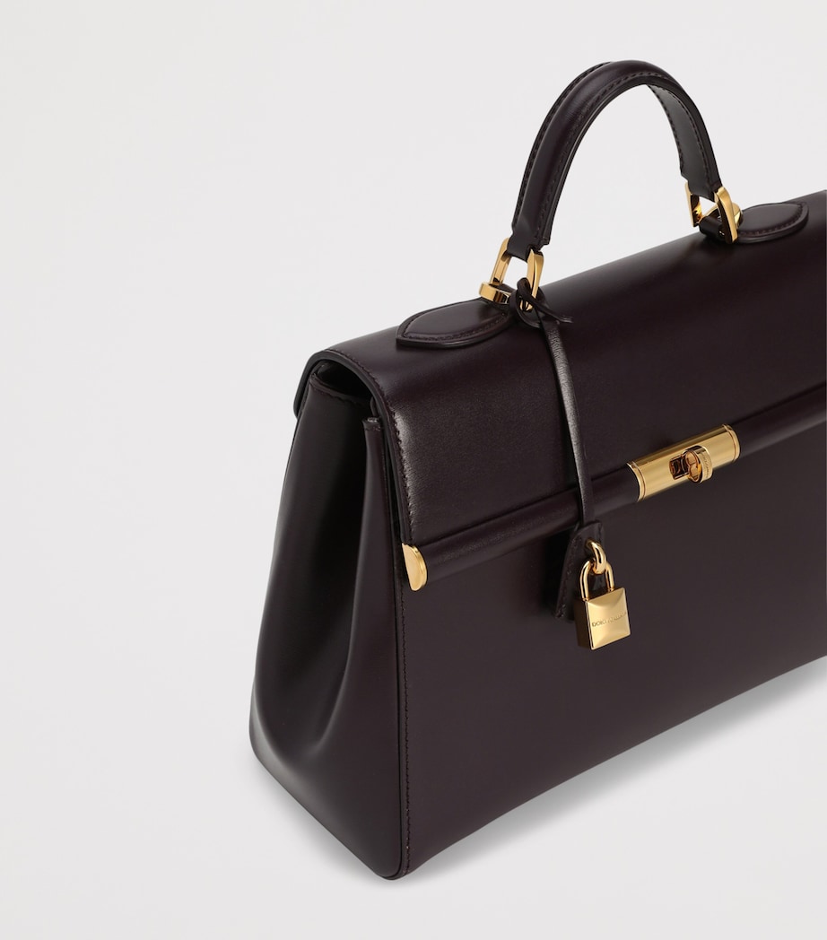 Dolce&Gabbana Palmellato Calfskin Marlene Top-Handle Bag Wine Image 5