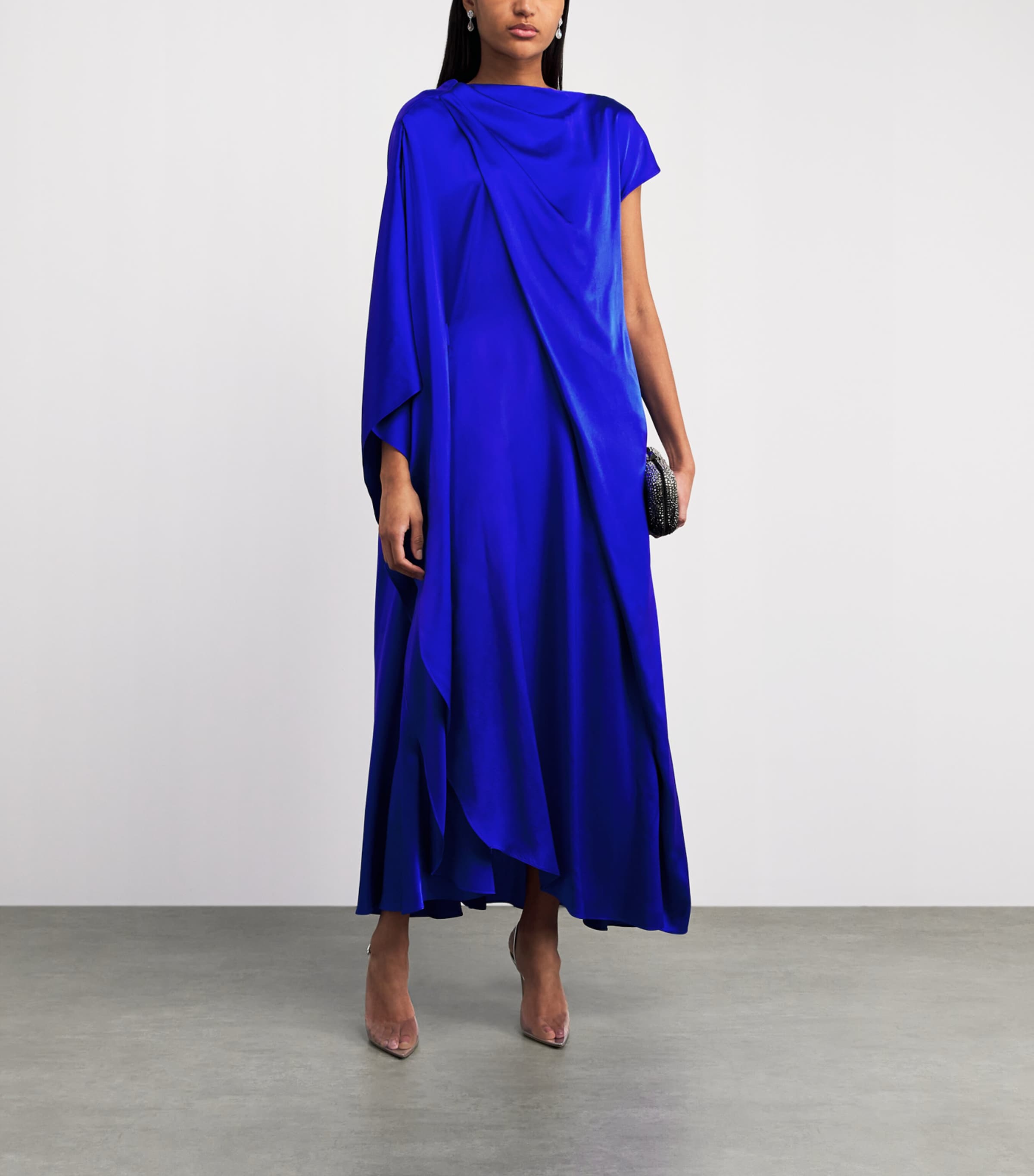 Roksanda Womens Silk Draped Hiba Maxi Dress Persian Blue Image 2