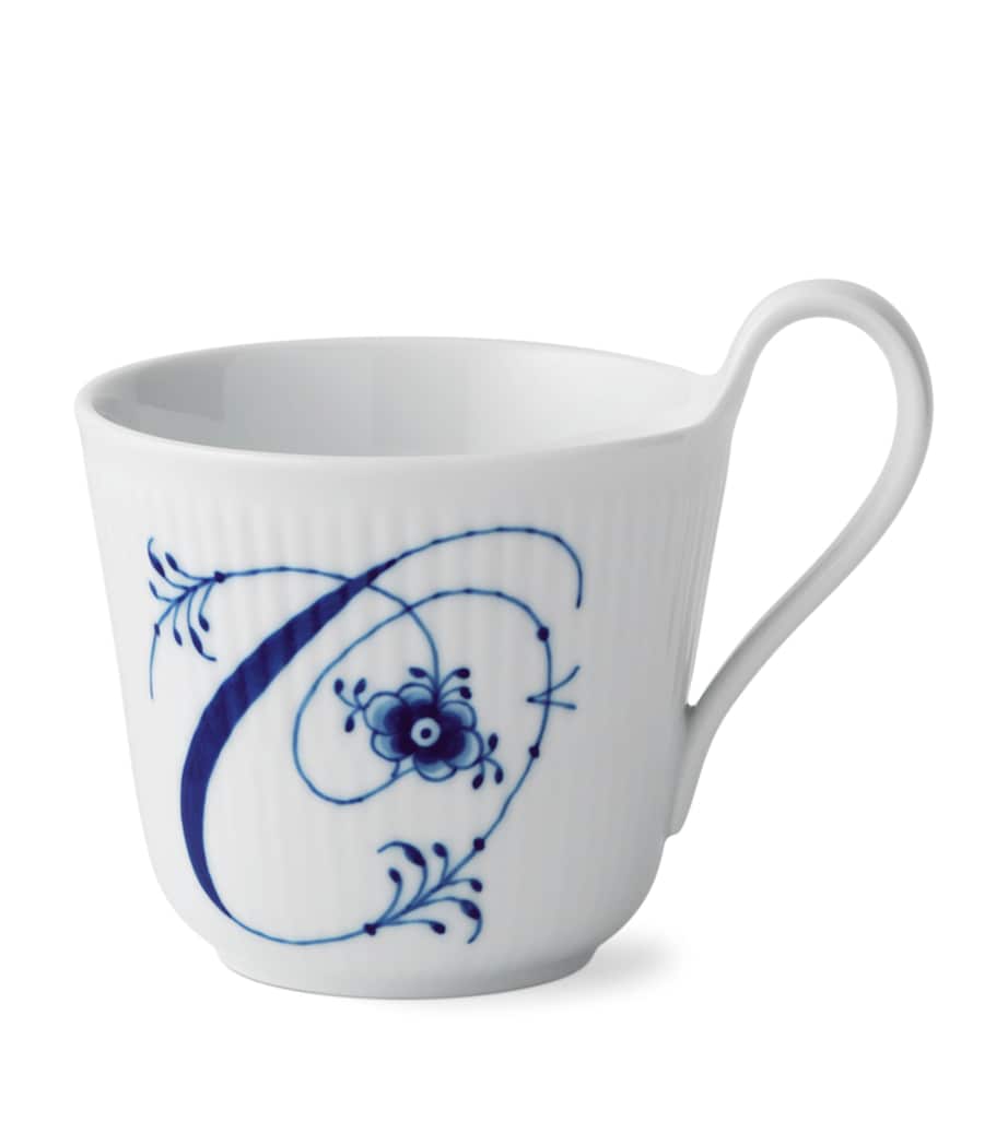 Porcelain Fluted Alphabet Mug BLUE Image 1
