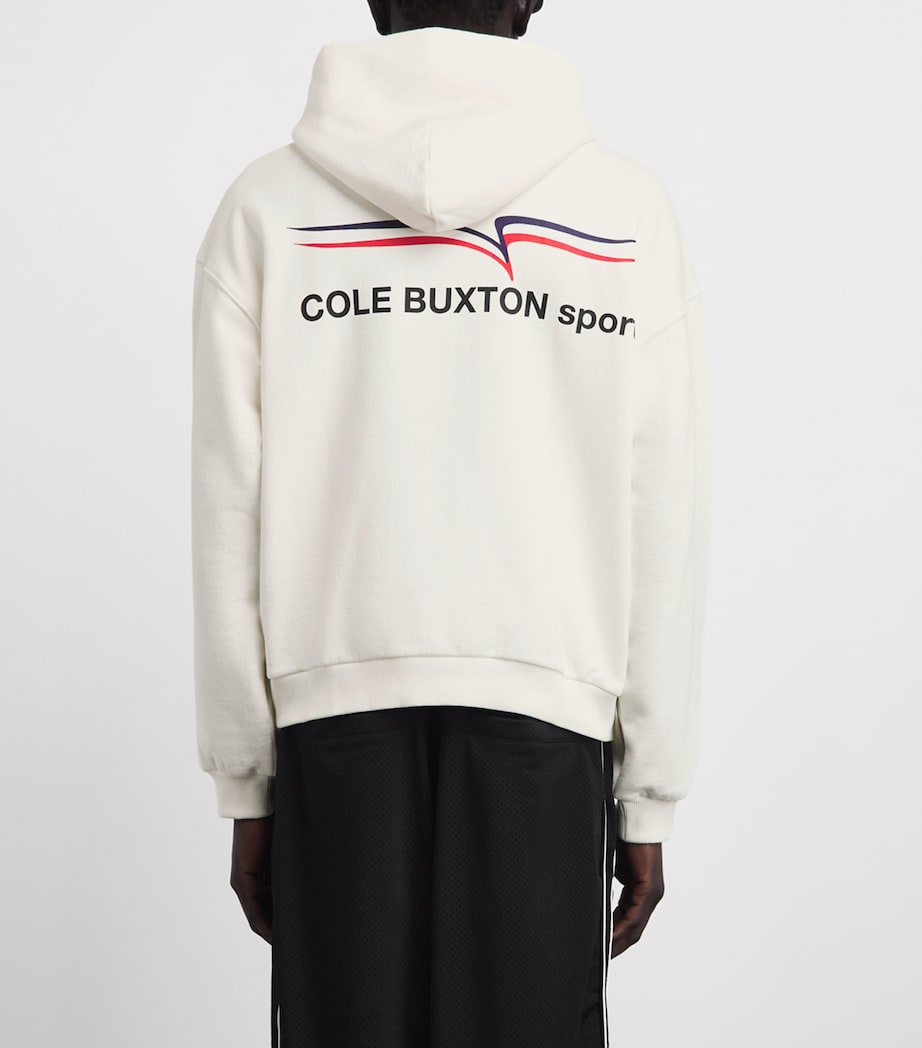 COLE BUXTON Mens Cotton Sport Zip-Up Hoodie Vintage White Image 5