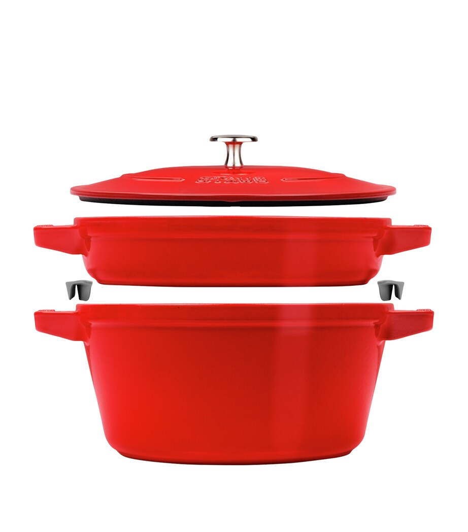 2-Piece Round Stackable Cocotte Set CHERRY Image 1