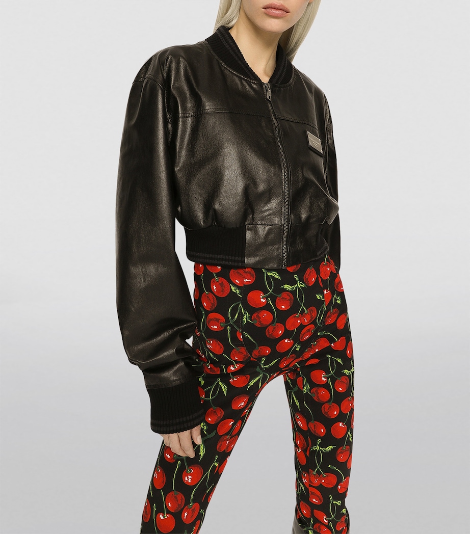 Leather Cropped Jacket N0000-BLACK Image 3