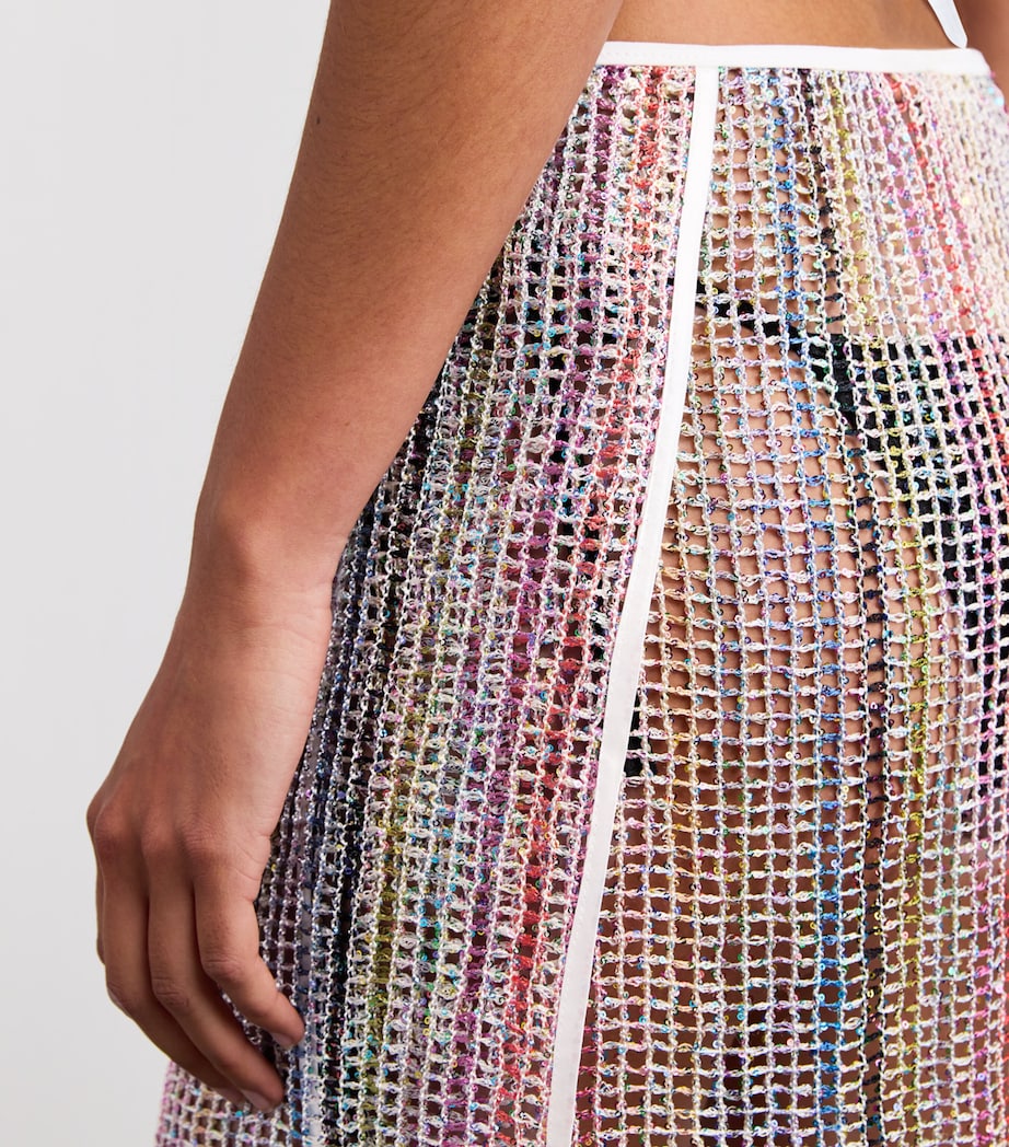 Open-Knit Sequinned Mini Skirt S01I0 MULTI W WHITE BASE Image 6