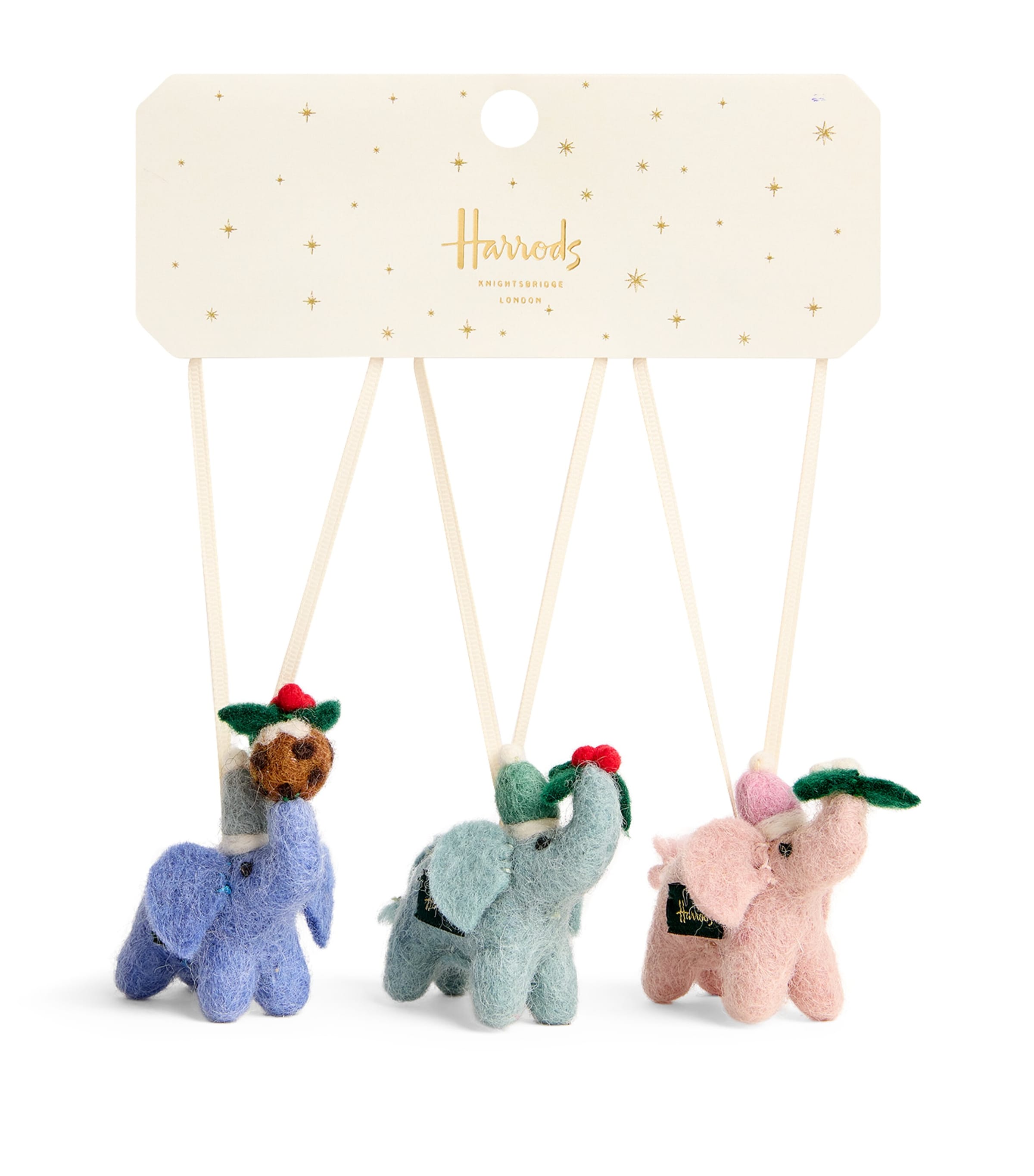 Harrods Felt Elephant Tree Decorations In Multi