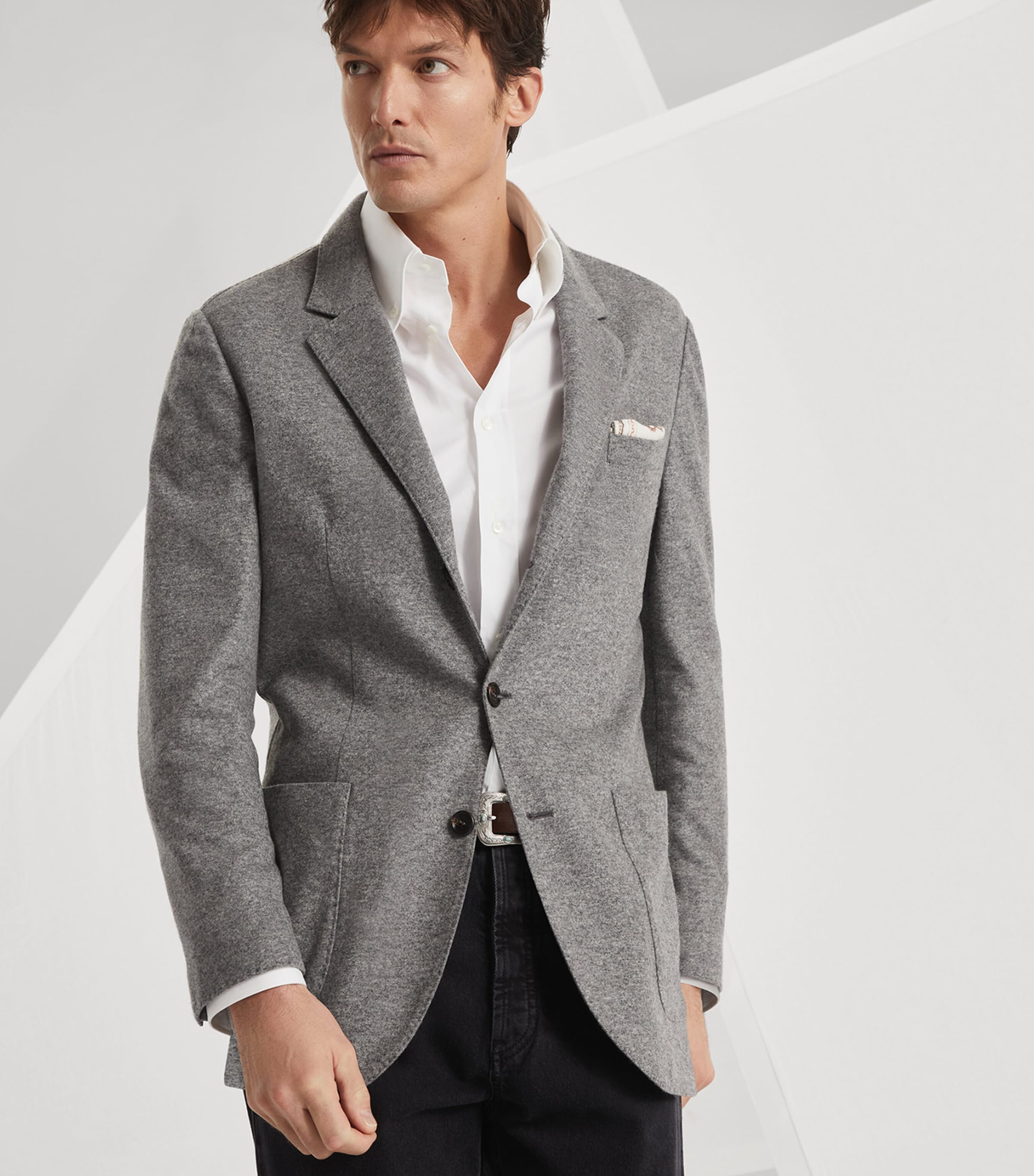 ジャケット Brunello Cucinelli Cashmere jersey blazer monili Grey Cashmere jersey blazer for Man in Grey | Brunello Cucinelli