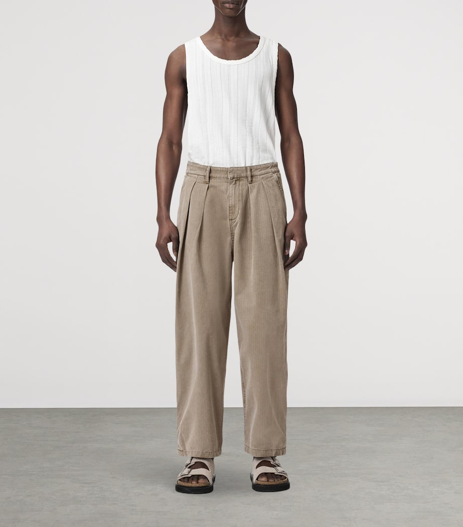 AllSaints Mens Organic Cotton Becco Trousers Stone Brown Image 2