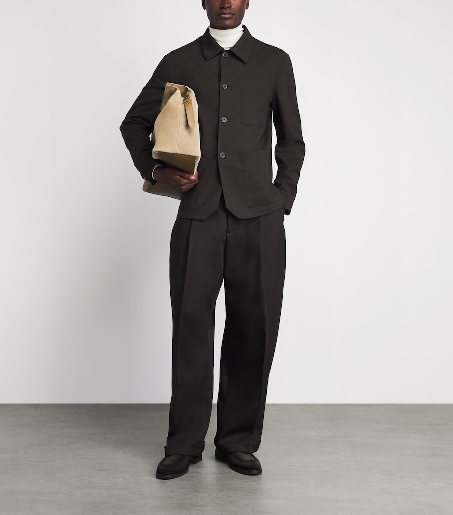 Barena Mens Tropical Virgin Wool Check Overshirt Bruno Image 2