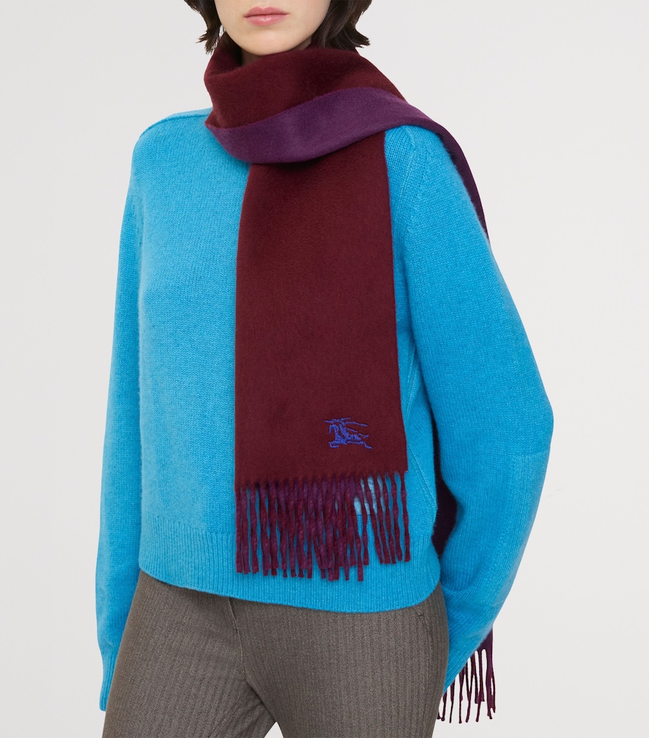 Cashmere Reversible EKD Scarf OXBLOOD/PANSY PURPLE Image 5