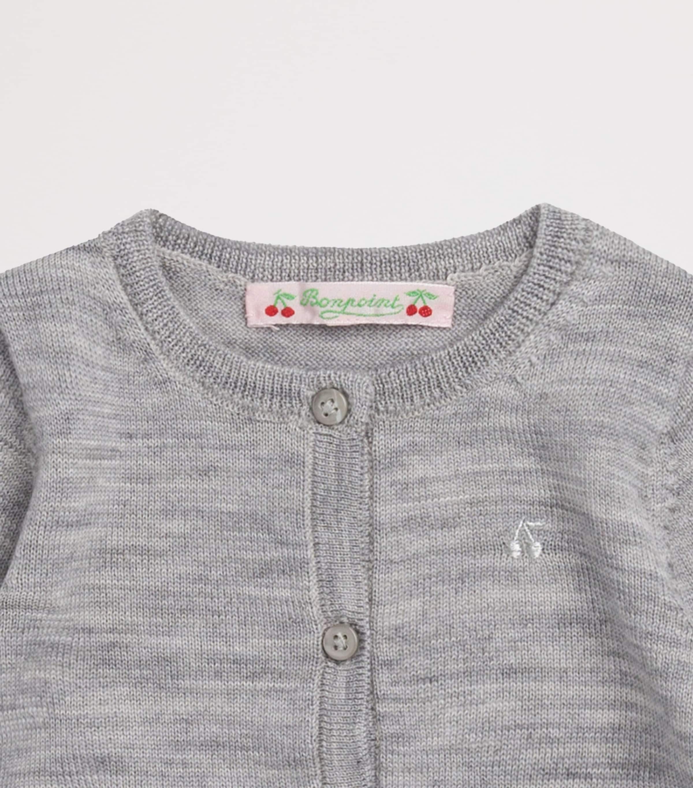 Bonpoint Wool Cherry Cardigan In Gray