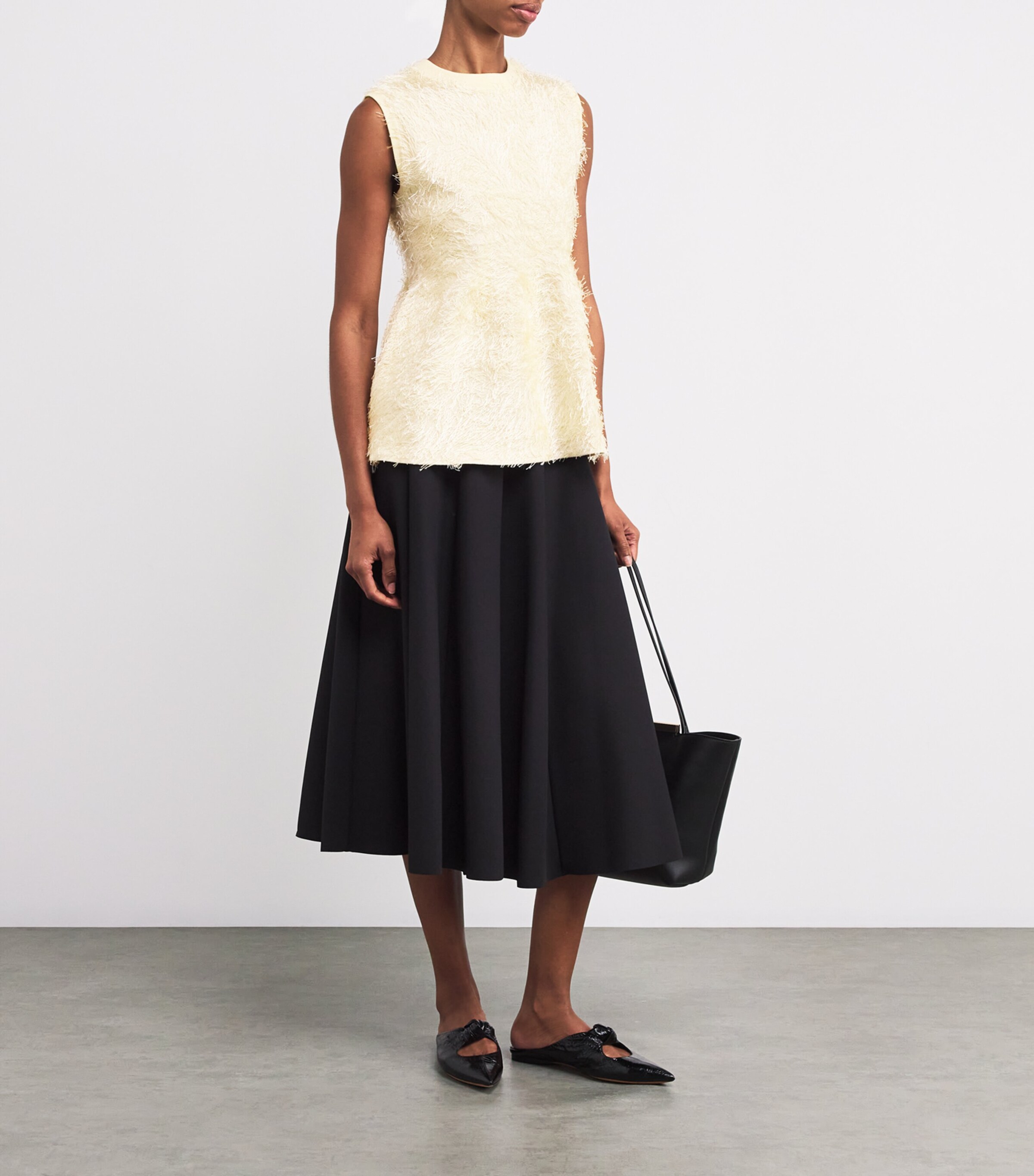 Eyelash-Knit Peplum Top 0150 MASTICE Image 2