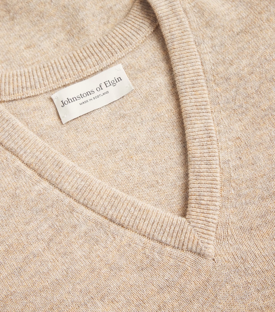 Cashmere V-Neck Sweater HB0210-OATMEAL Image 5