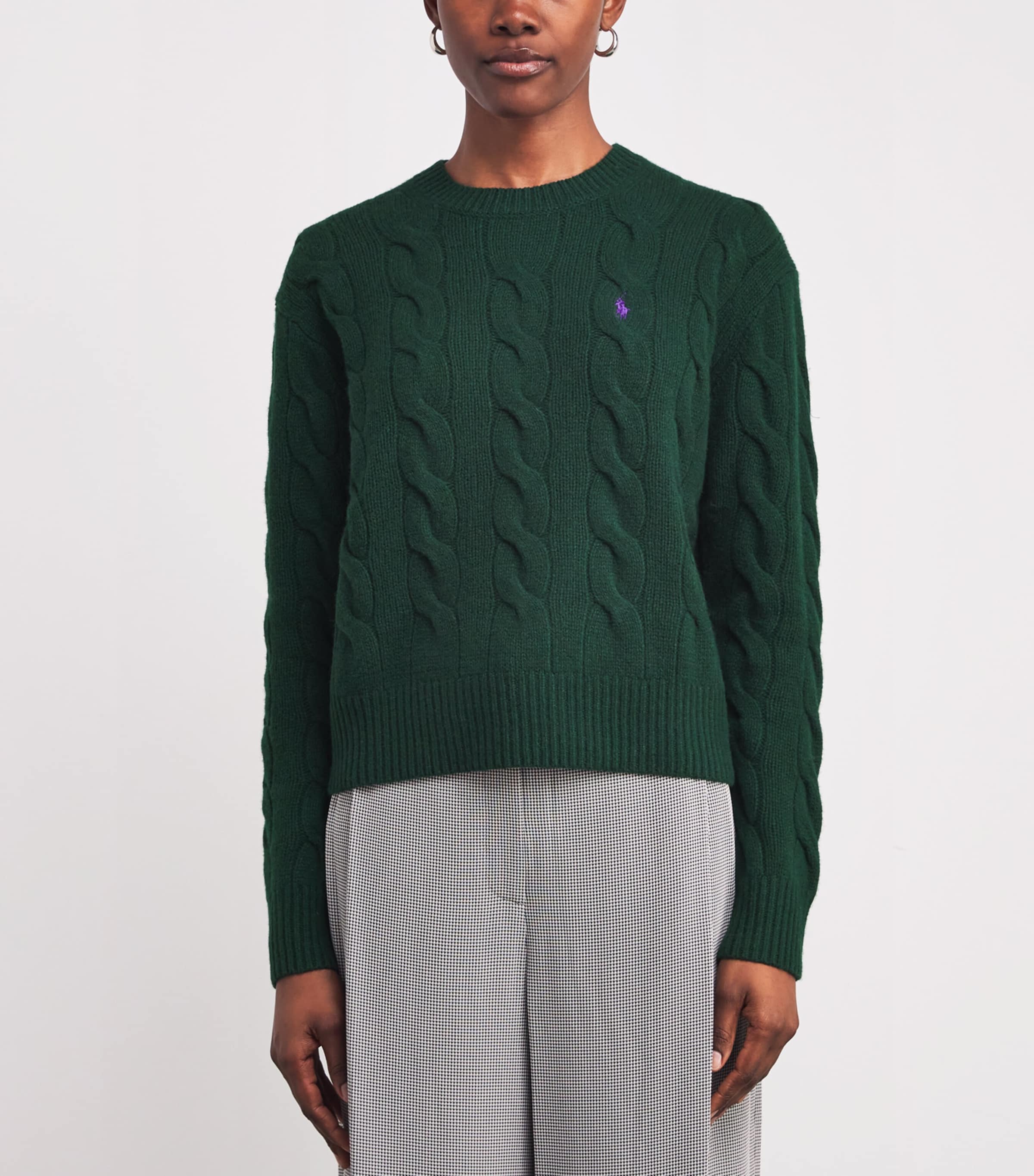 Wool-Cashmere Cable-Knit Sweater COLLEGE GREEN Image 3