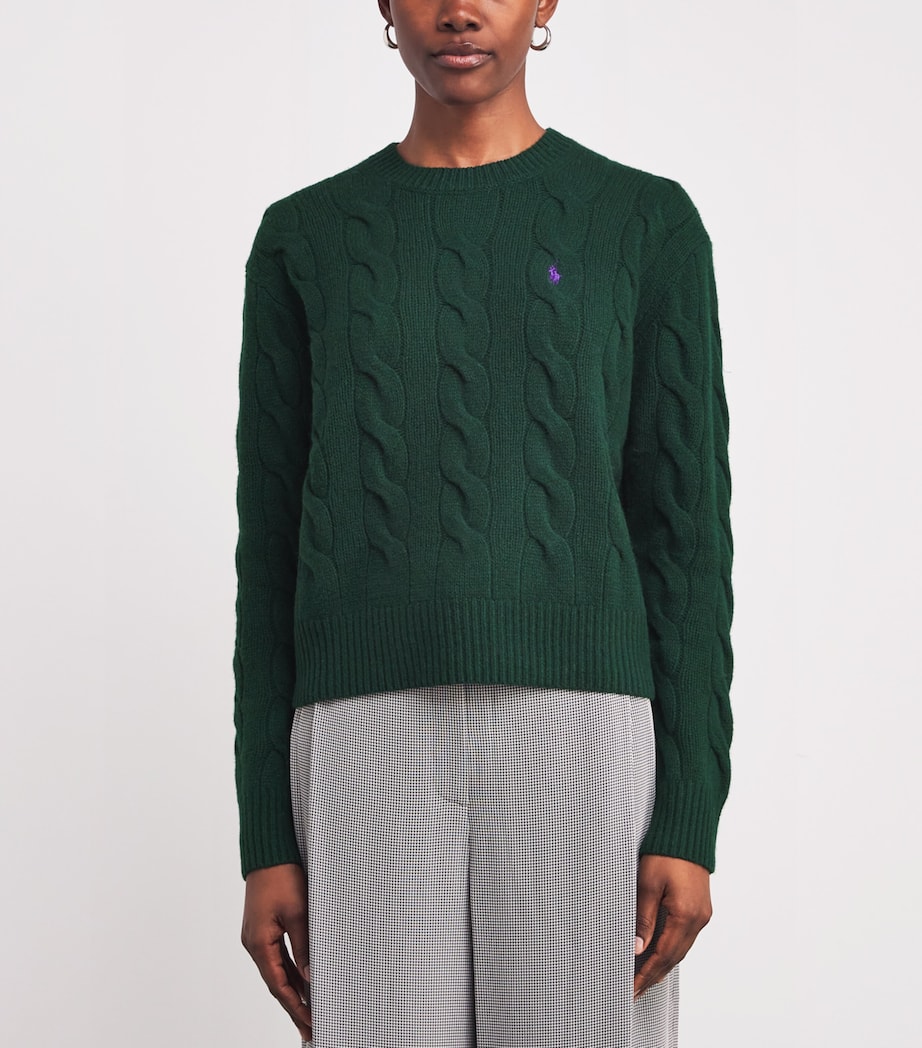 Wool-Cashmere Cable-Knit Sweater COLLEGE GREEN Image 3